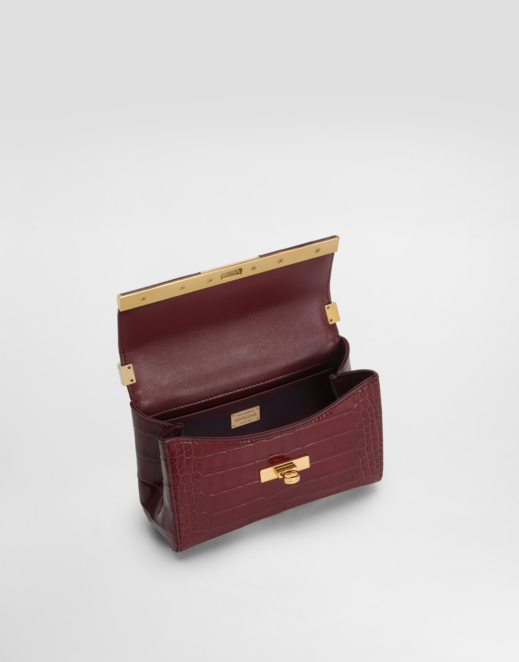 Dolce & Gabbana Marlene City Mini Bag In Polished Alligator In Burgundy