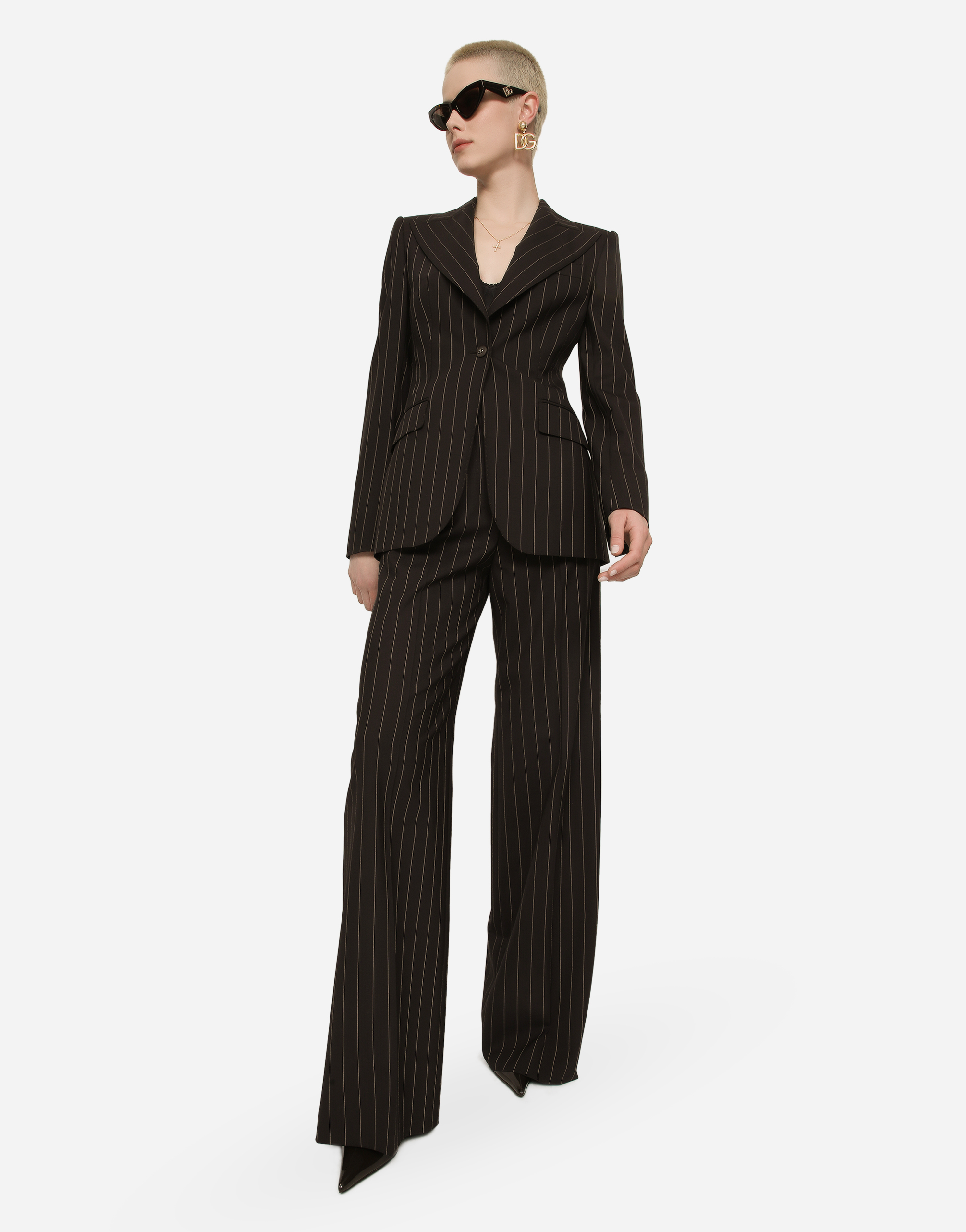 Shop Dolce & Gabbana Single-breasted Pinstripe Wool Turlington Jacket In Multicolor