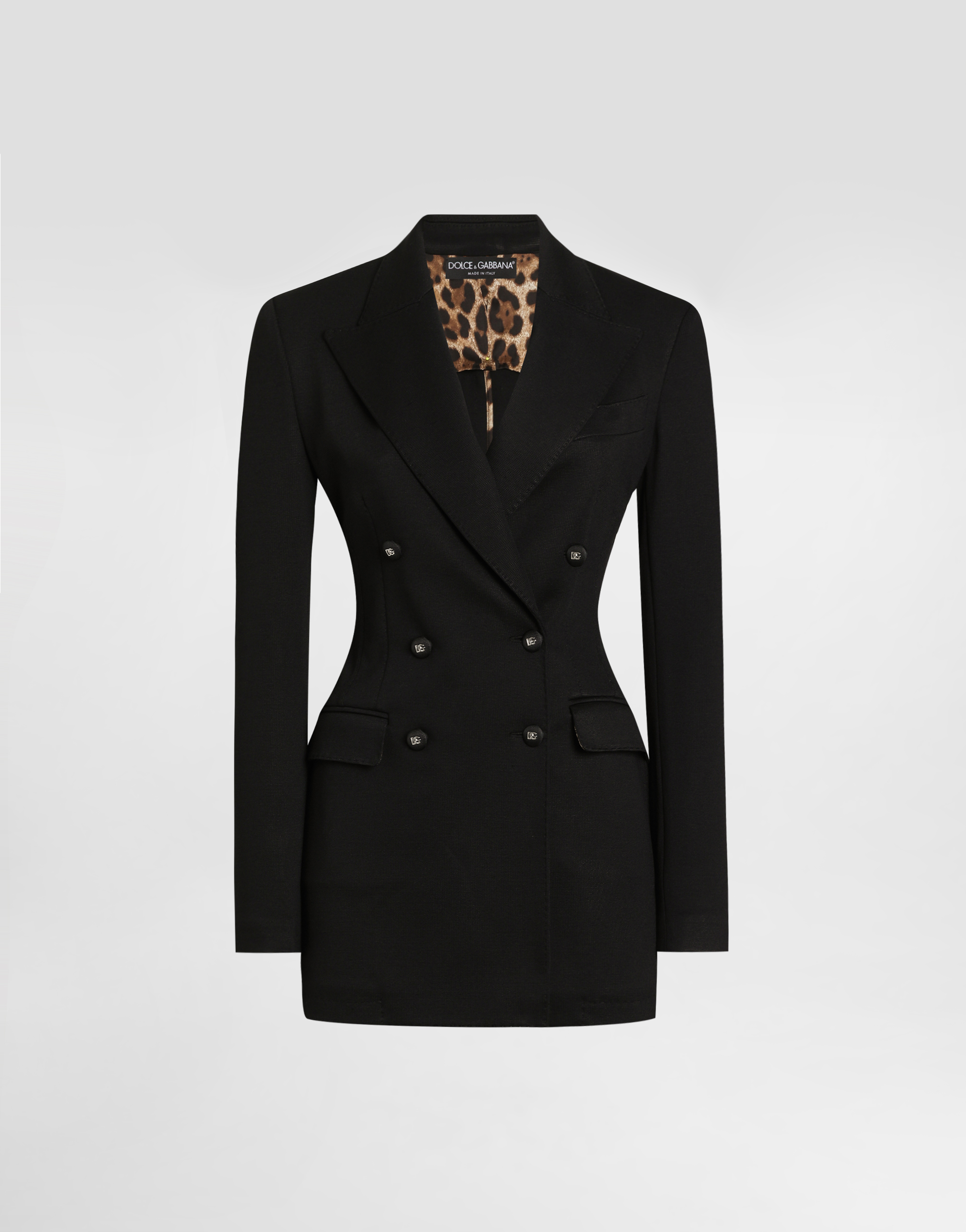 Double-breasted Milano rib jacket in Black for Women