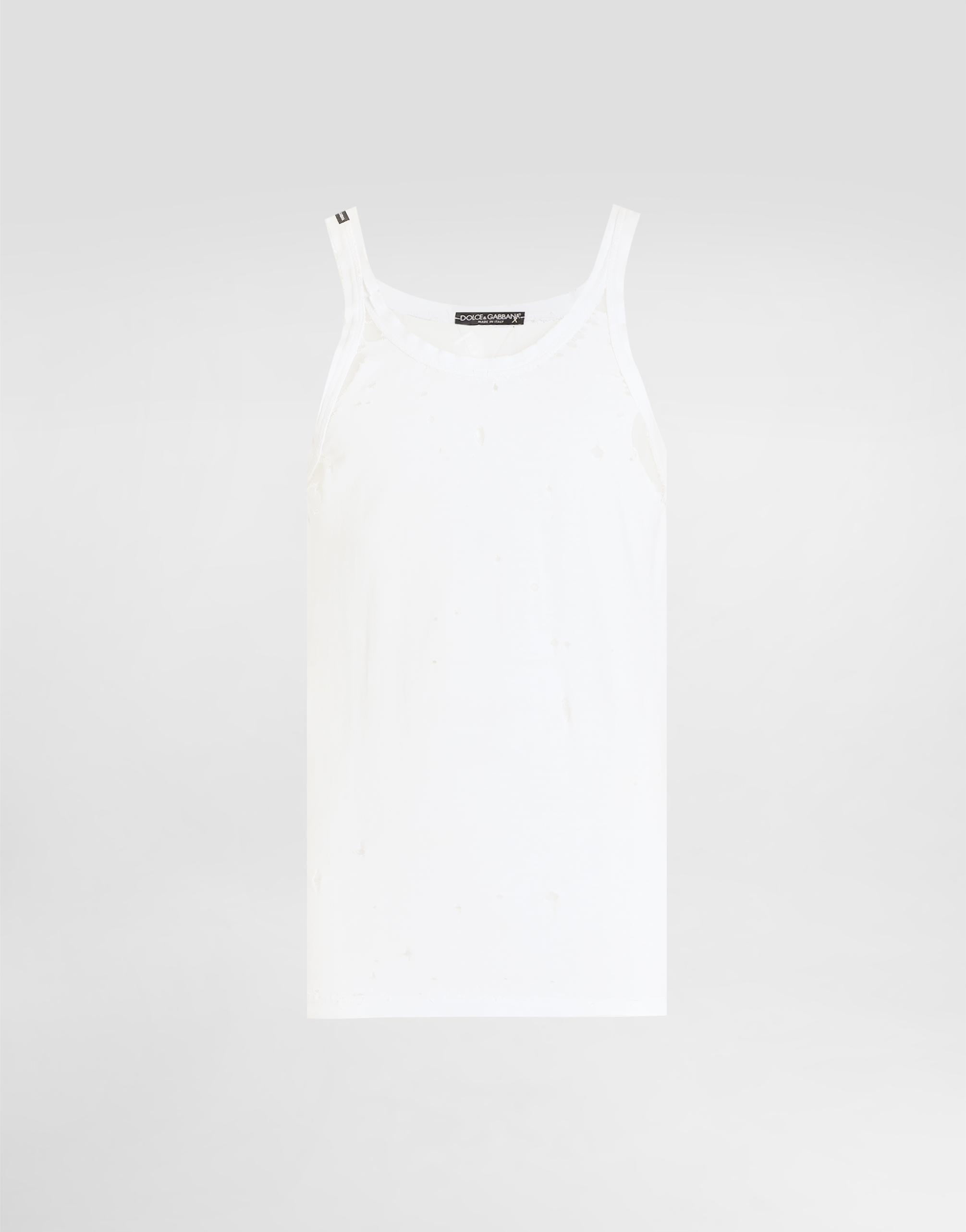 Whiteのメンズ Distressed jersey tank top | Dolce&Gabbana®