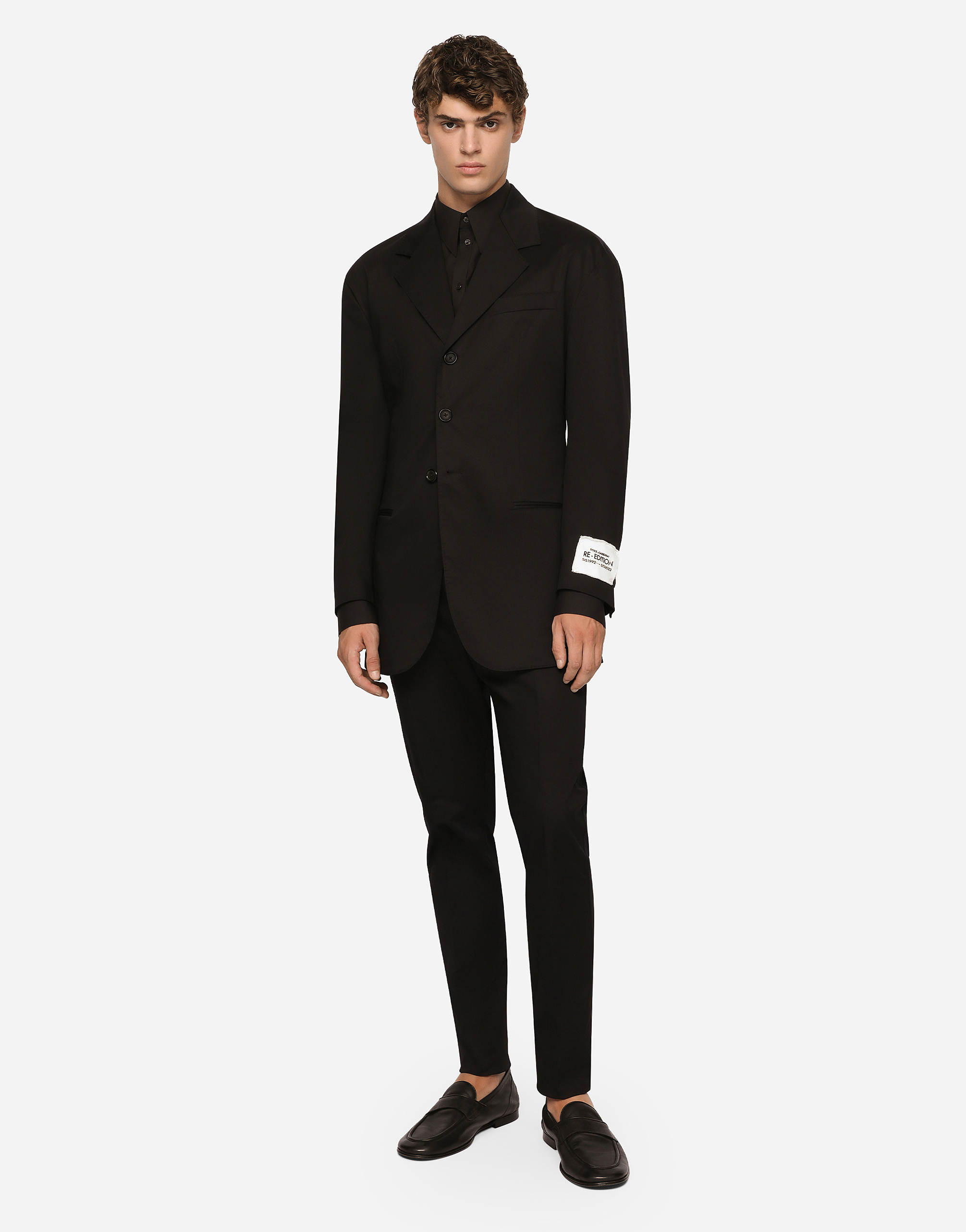Shop Dolce & Gabbana Stretch Cotton Gabardine Jacket In Black