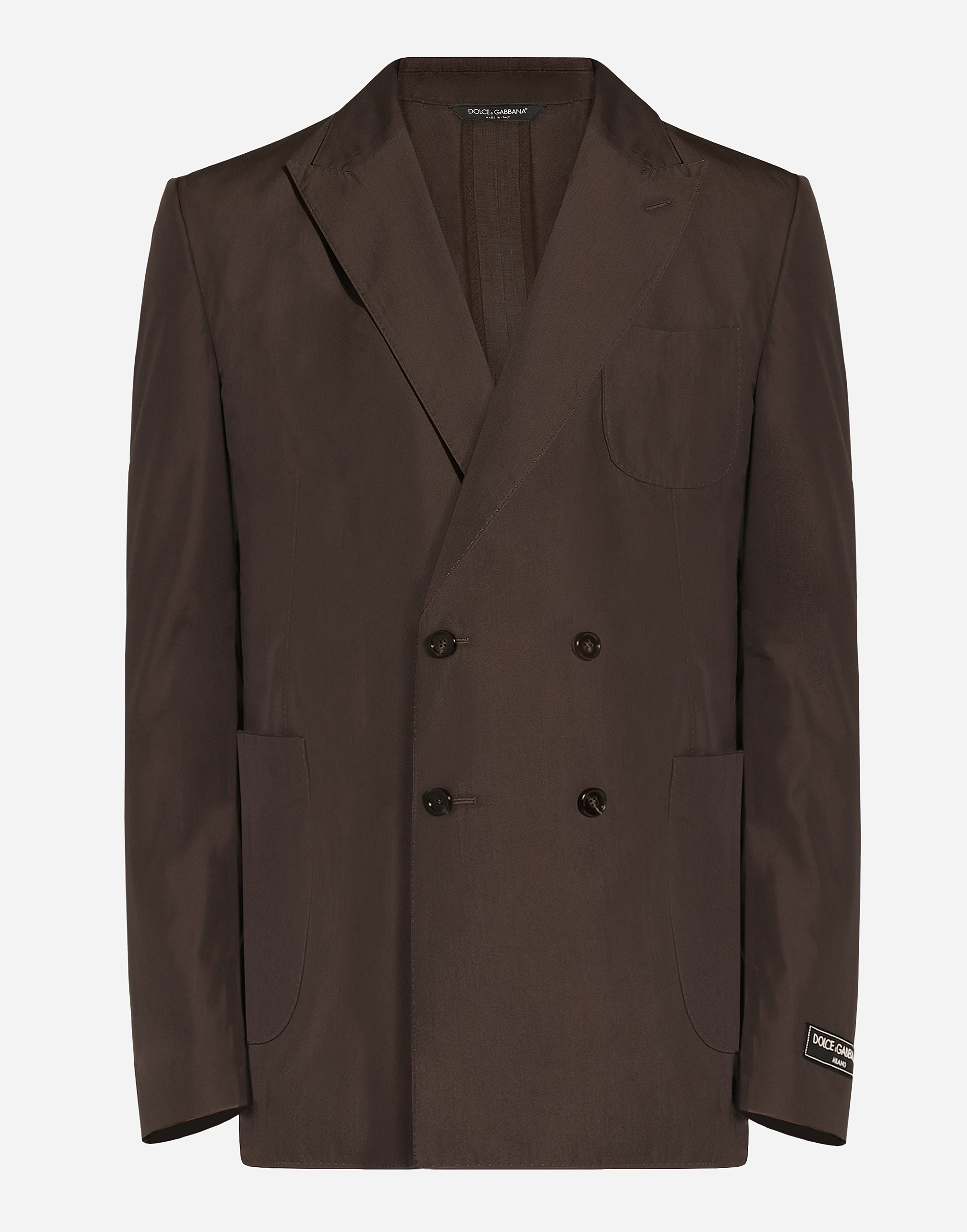 Dolce & Gabbana Double-breasted Poplin Portofino-fit Jacket In Brown