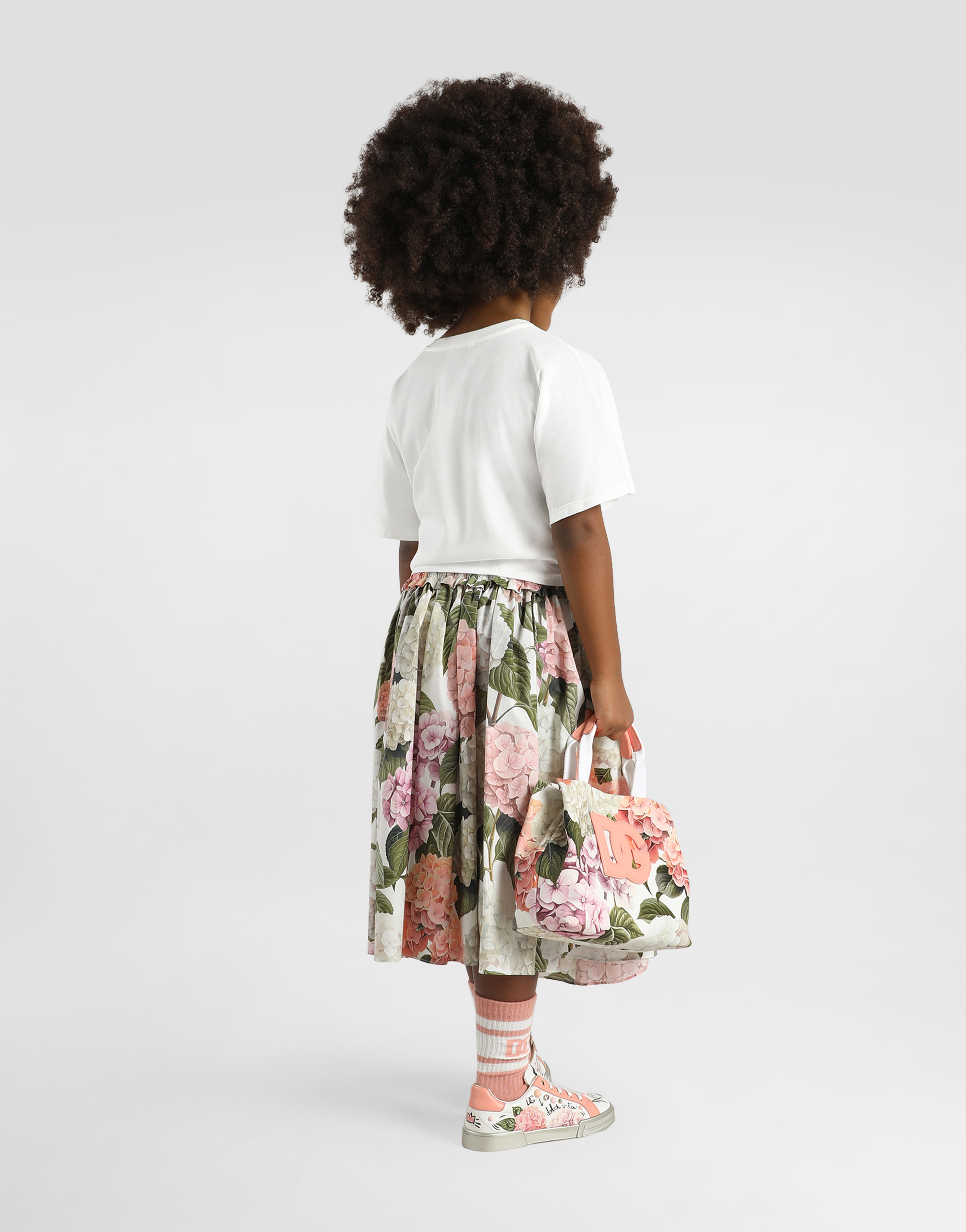Dolce & Gabbana Hydrangea-print Poplin Skirt In Multi