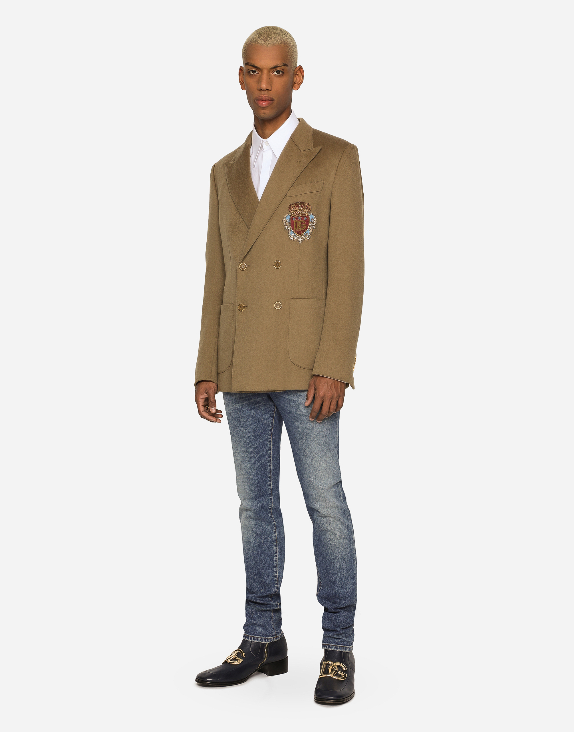 Dolce & Gabbana Washed Skinny Stretch Jeans With Whiskering In Multicolor