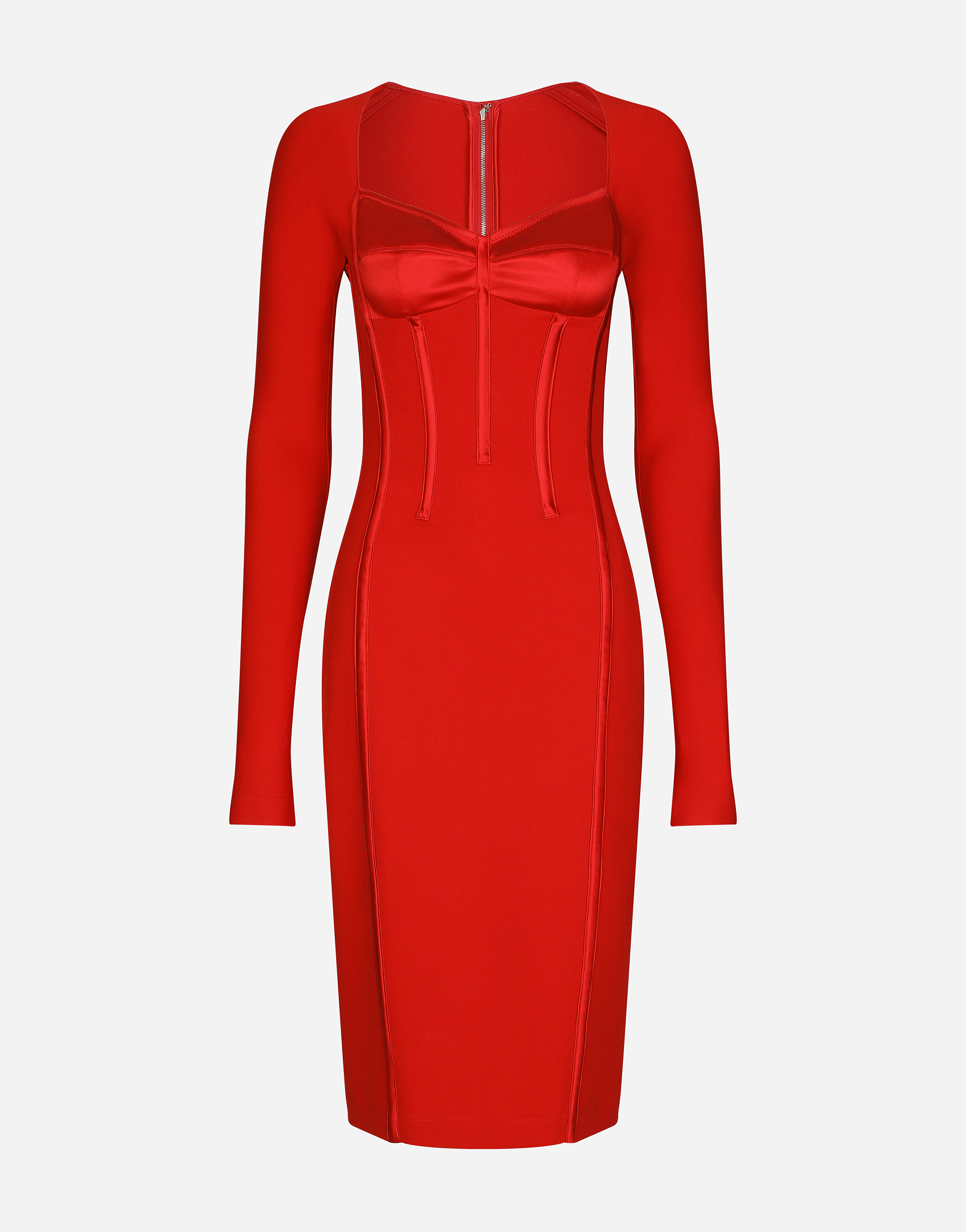Dolce & Gabbana Corset Silk-satin Midi Dress In Red