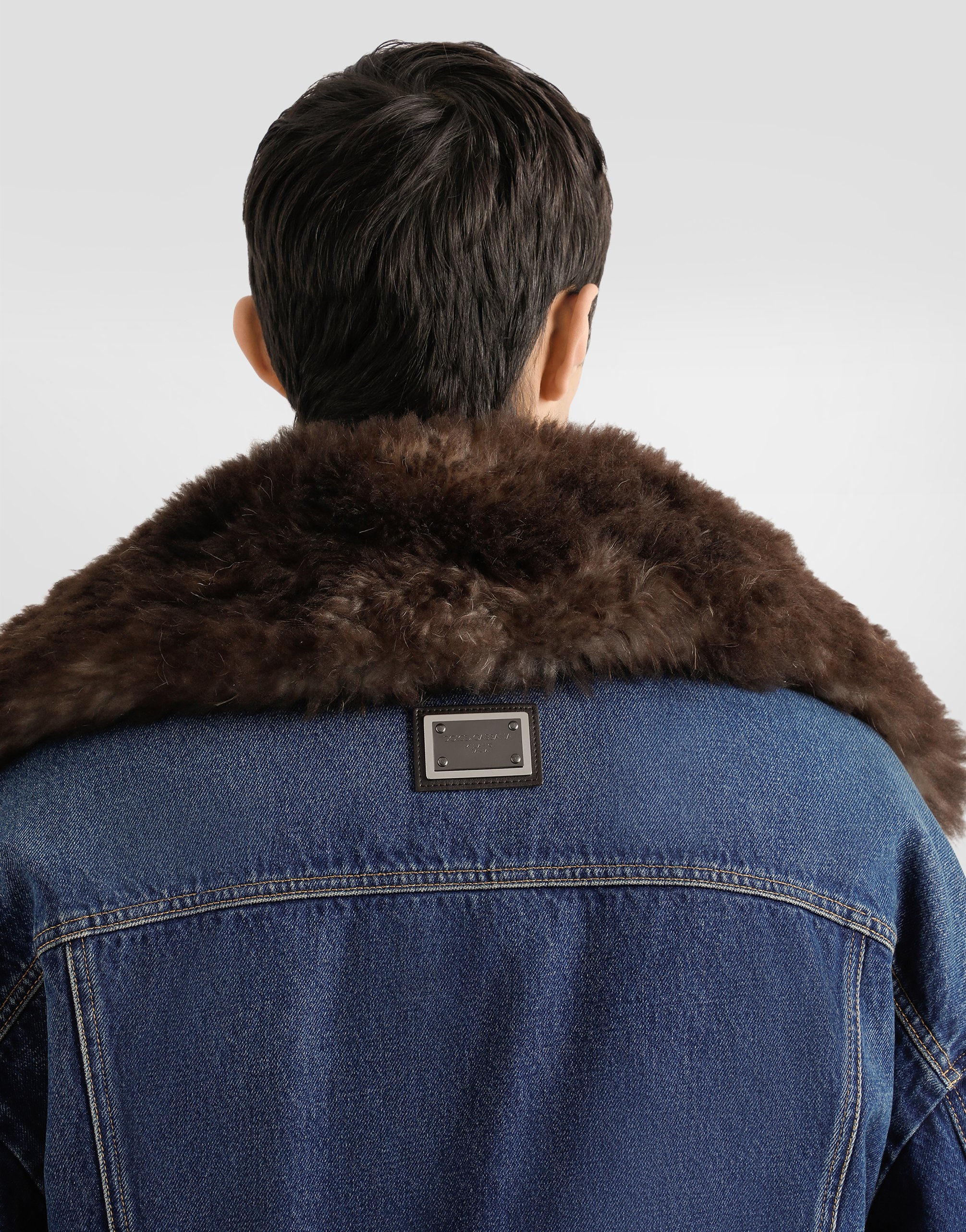 Dolce & Gabbana Fur-trimmed Denim Jacket In Blue