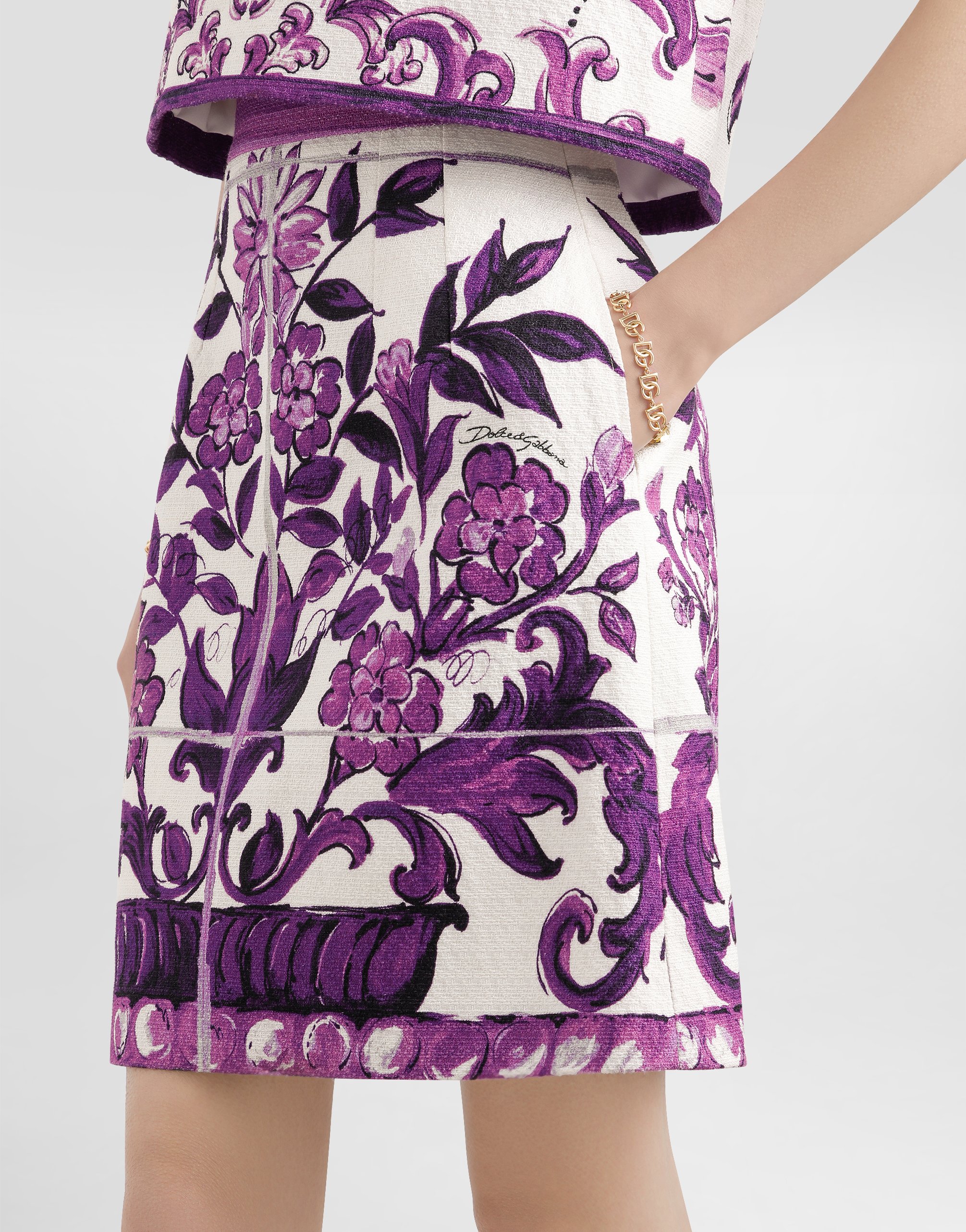 Dolce & Gabbana Majolica-print Cotton Mini Skirt In Multi