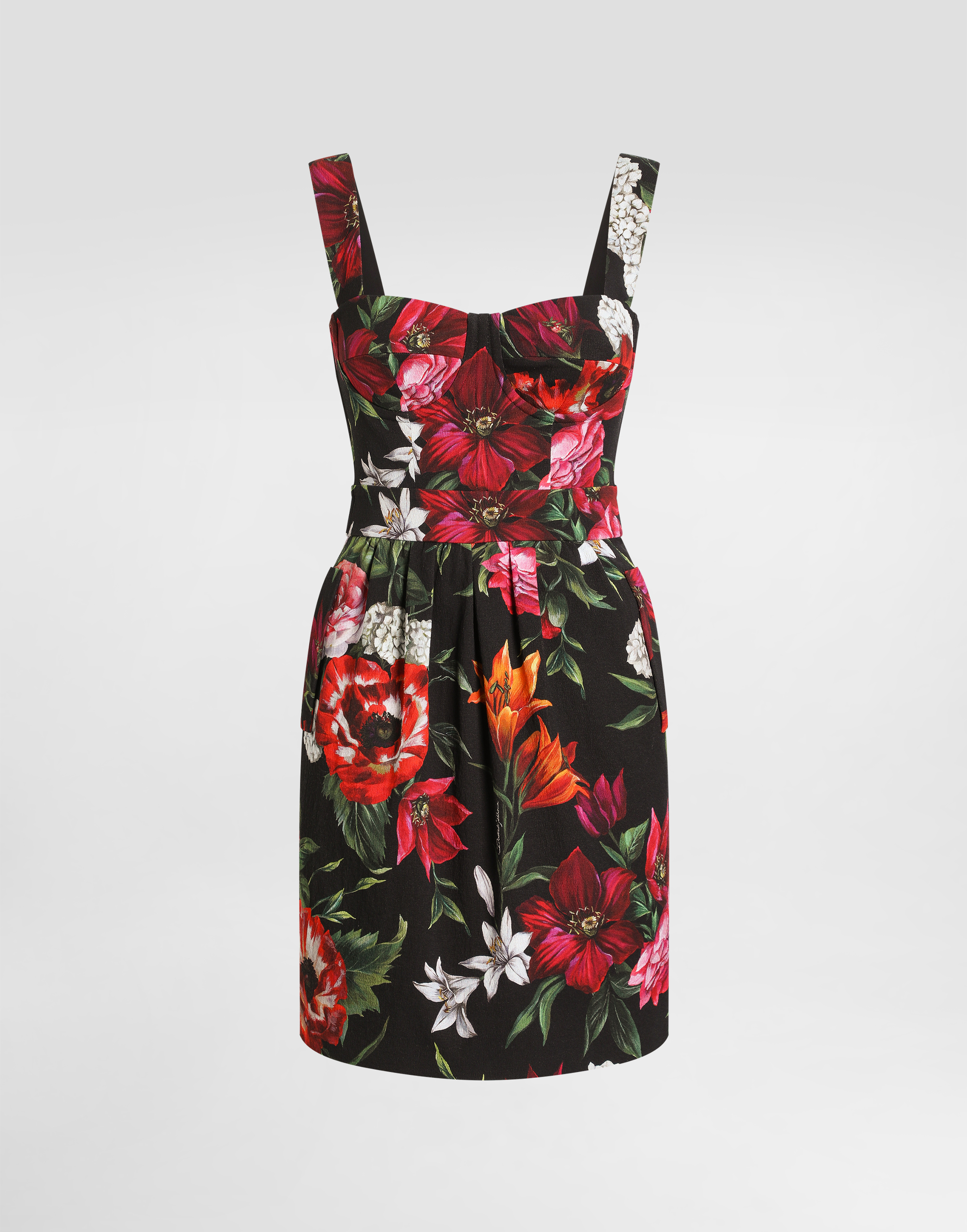 Dolce & Gabbana Multicolor Flower Cotton Midi Dress