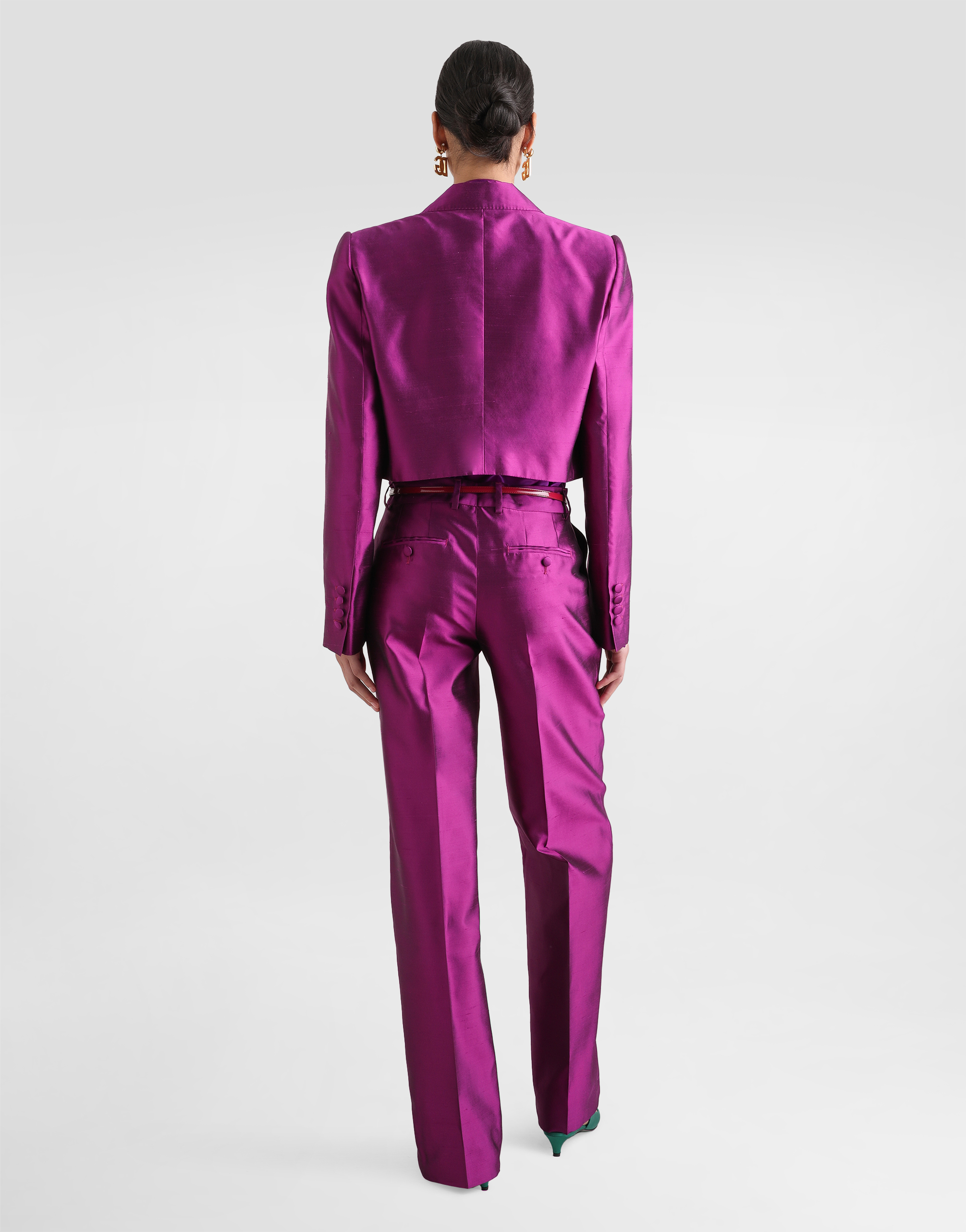 Dolce & Gabbana Pussy-bow Silk-chiffon Blouse In Multicolor