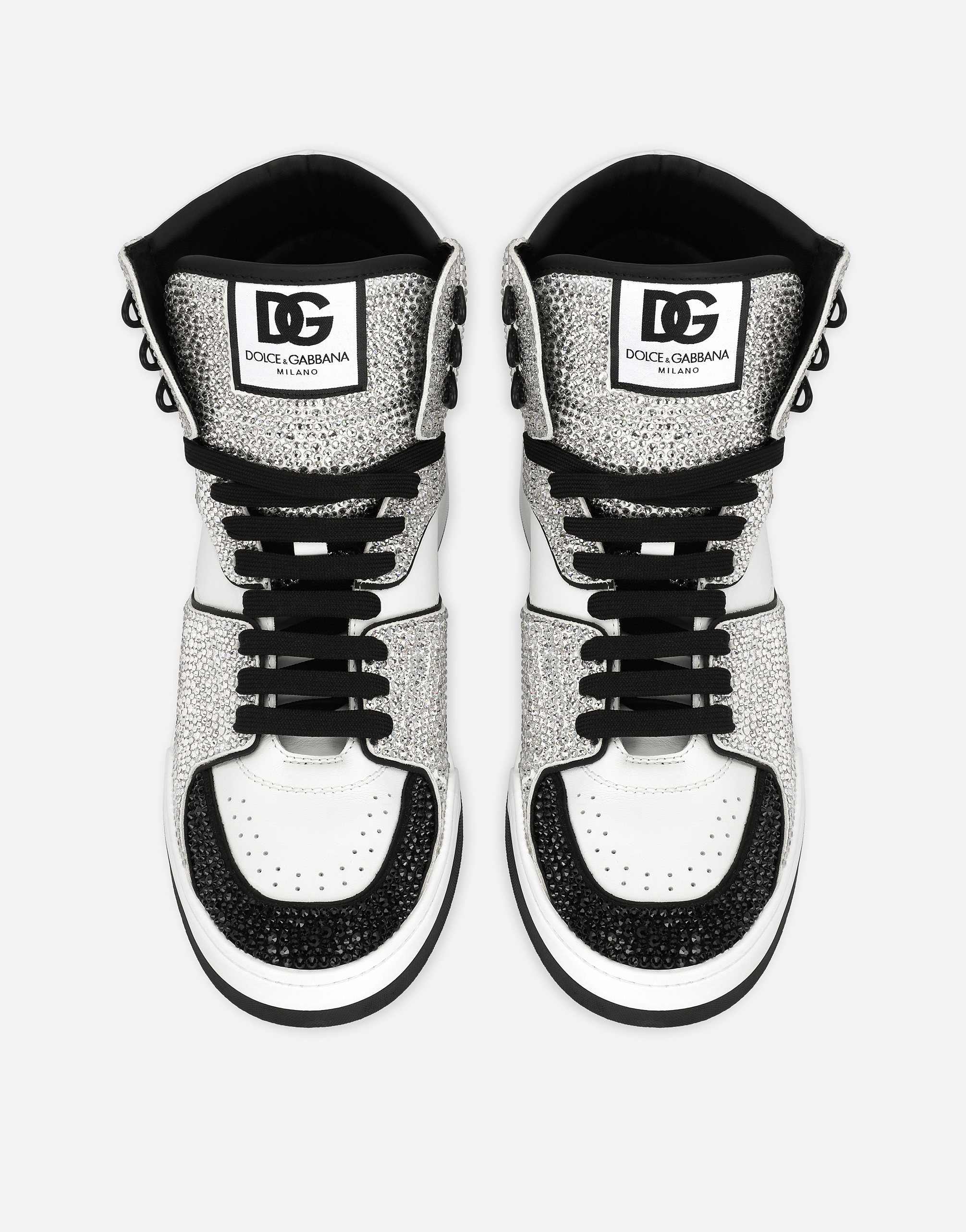 Dolce & Gabbana Sneaker New Roma High Top In Pelle Di Vitello Con Termostrass In Multicolor