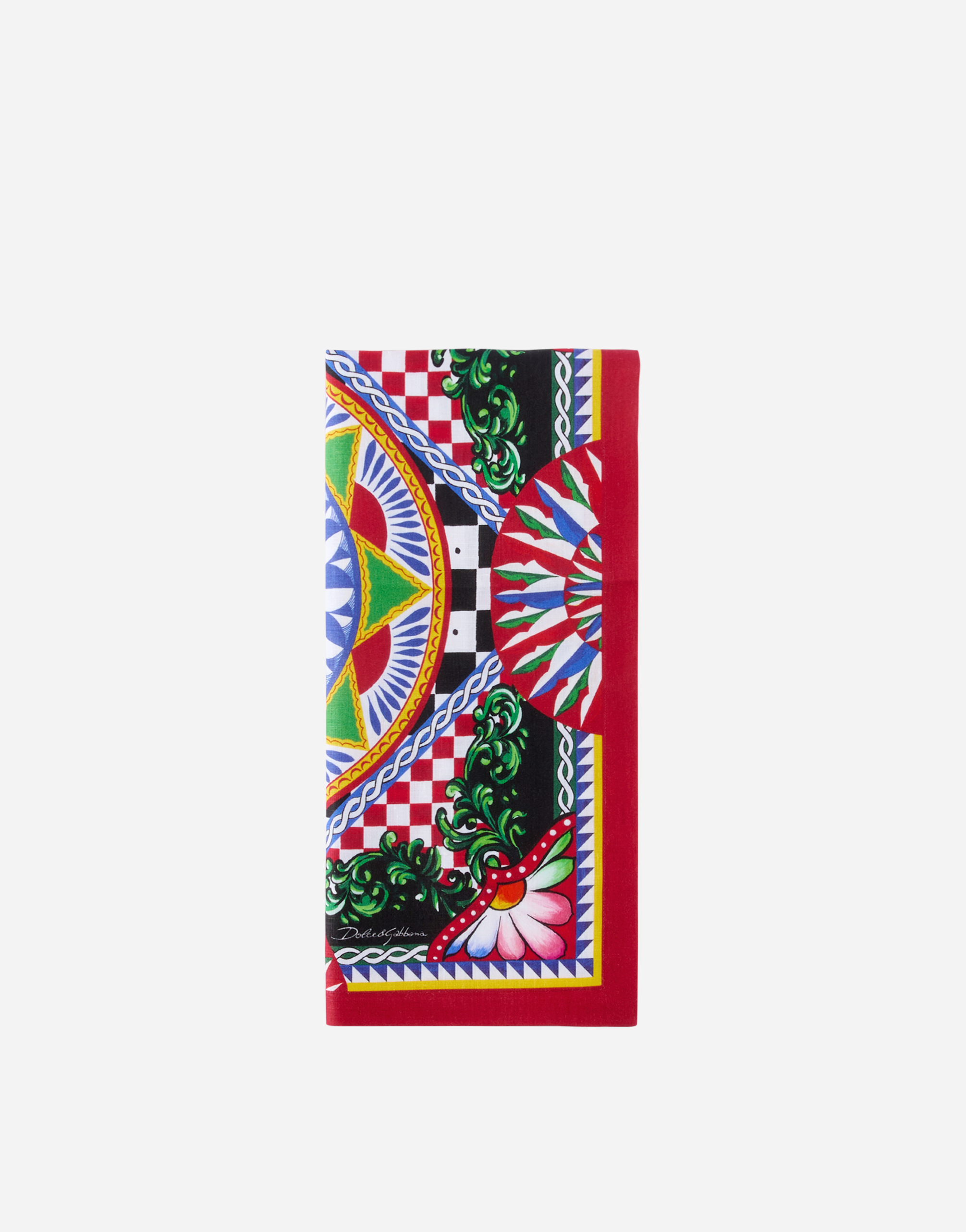 Shop Dolce & Gabbana Set Of 2 Linen Napkins In Multicolor