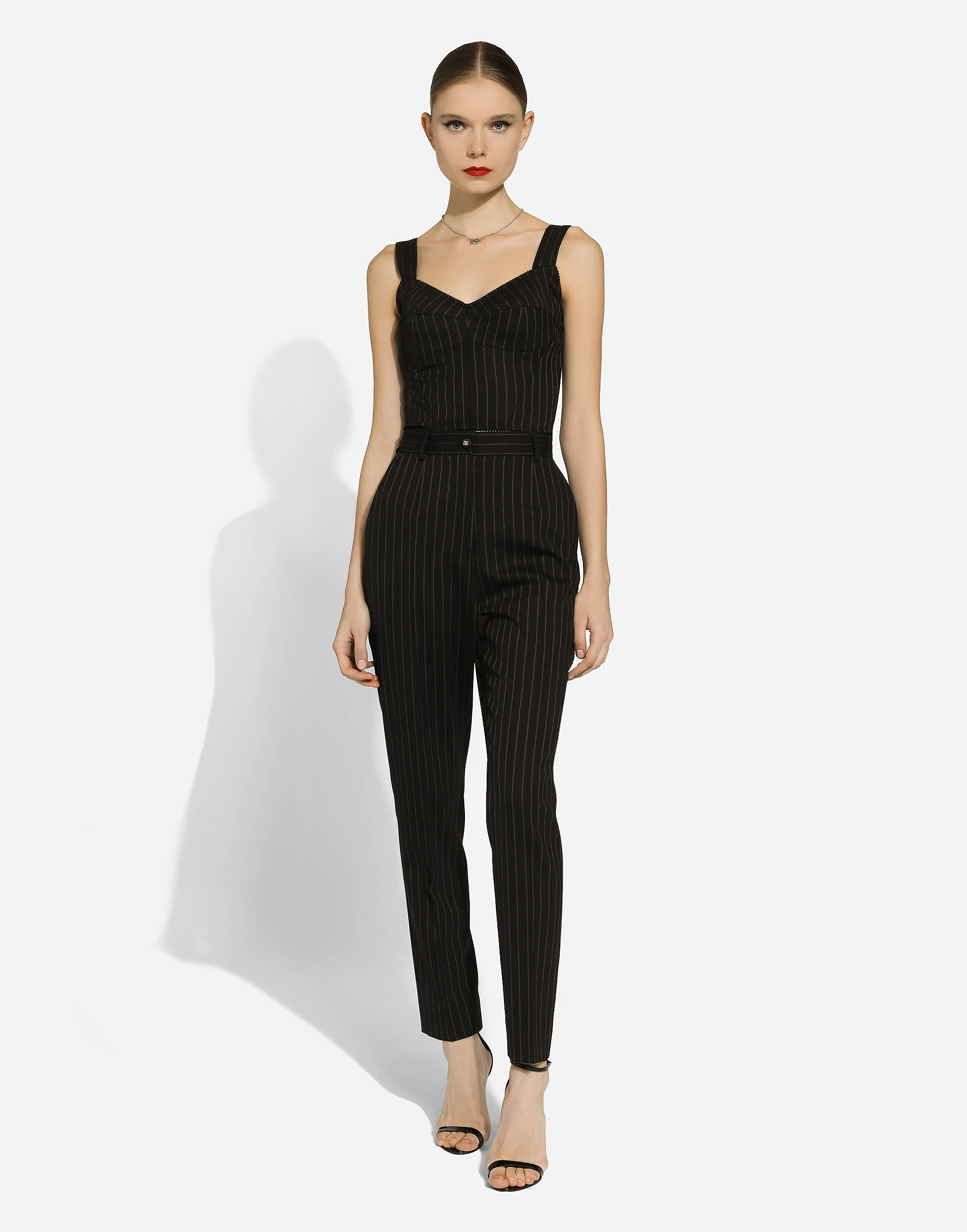 Dolce & Gabbana Pinstriped Bustier Top In Multicolor