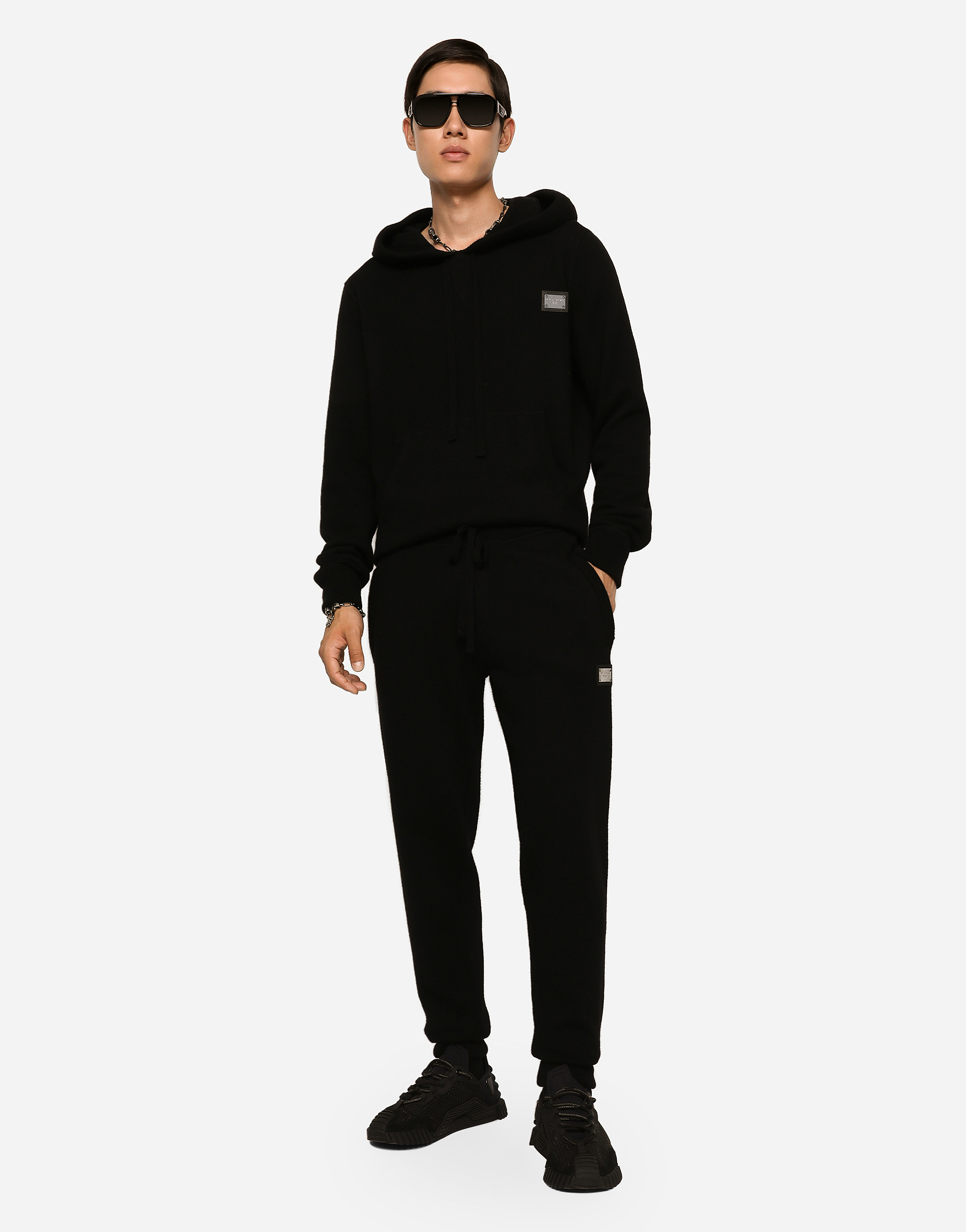 Dolce & Gabbana Wool And Cashmere Knit Jogging Pants In Black