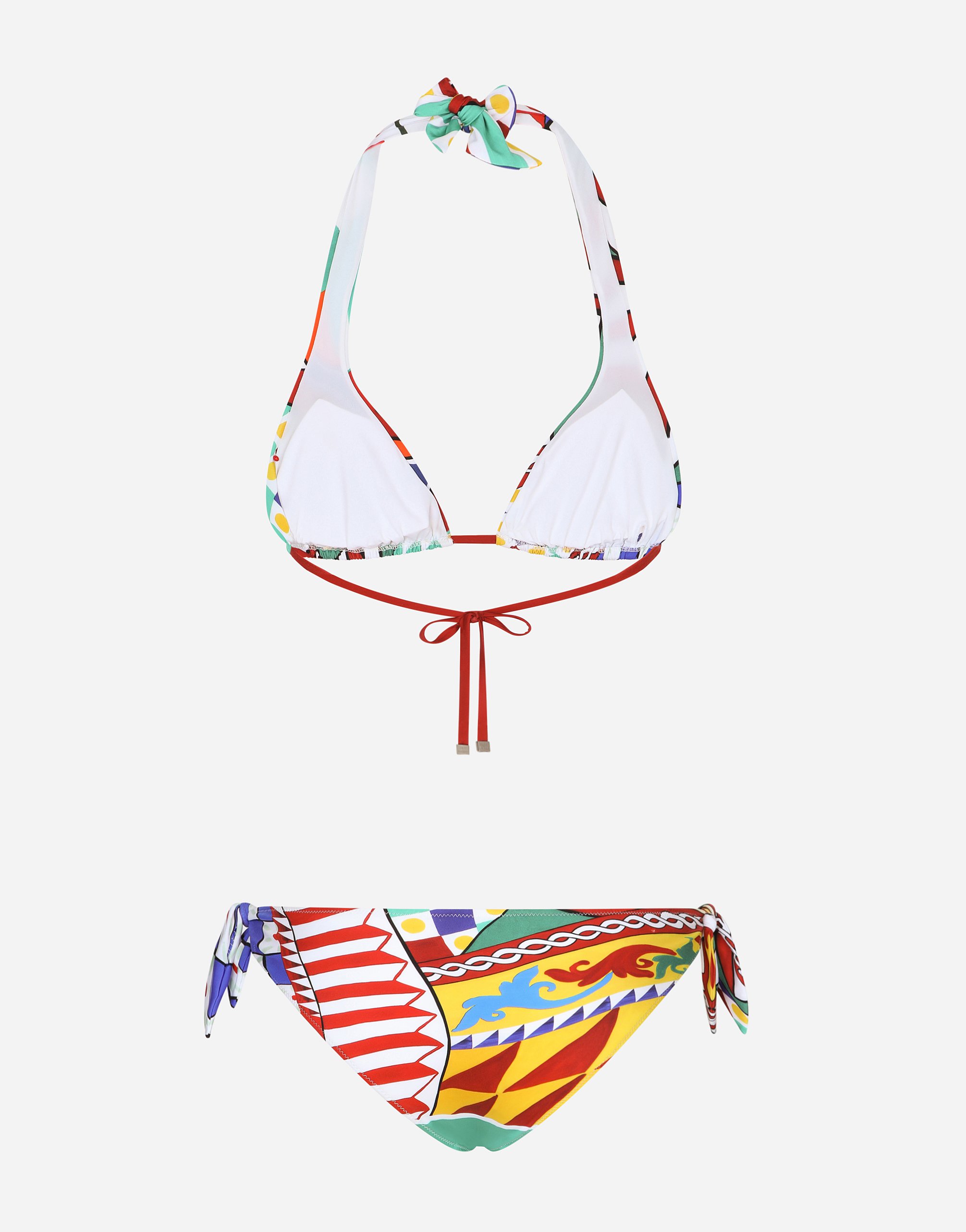 Dolce & Gabbana Carretto-print Triangle Bikini In Multicolor