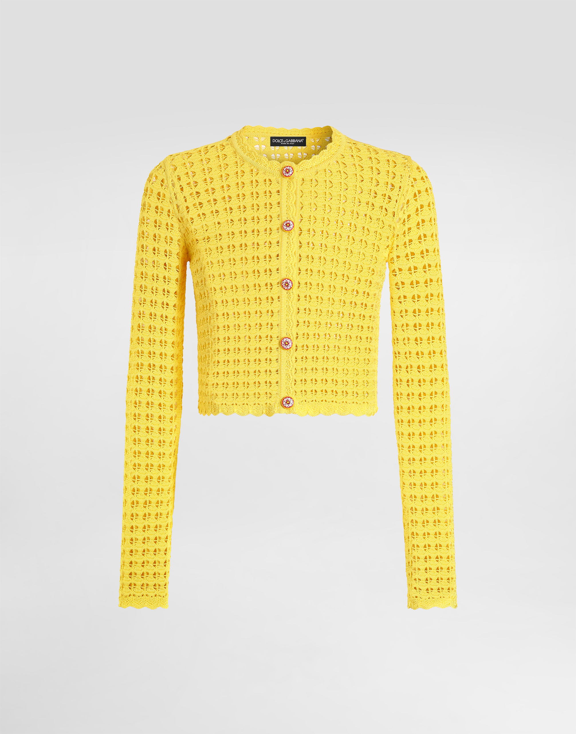 Crochet cardigan in Yellow for Women | Dolce&Gabbana®