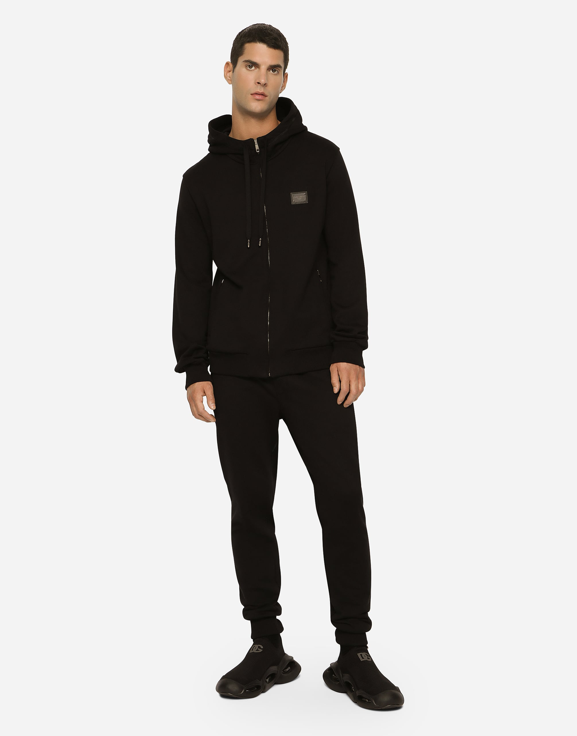  Dolce & Gabbana Jersey-sweatshirt Mit Kapuze Und Reißverschluss - Mann Sweatshirts Schwarz Baumwolle 48 
