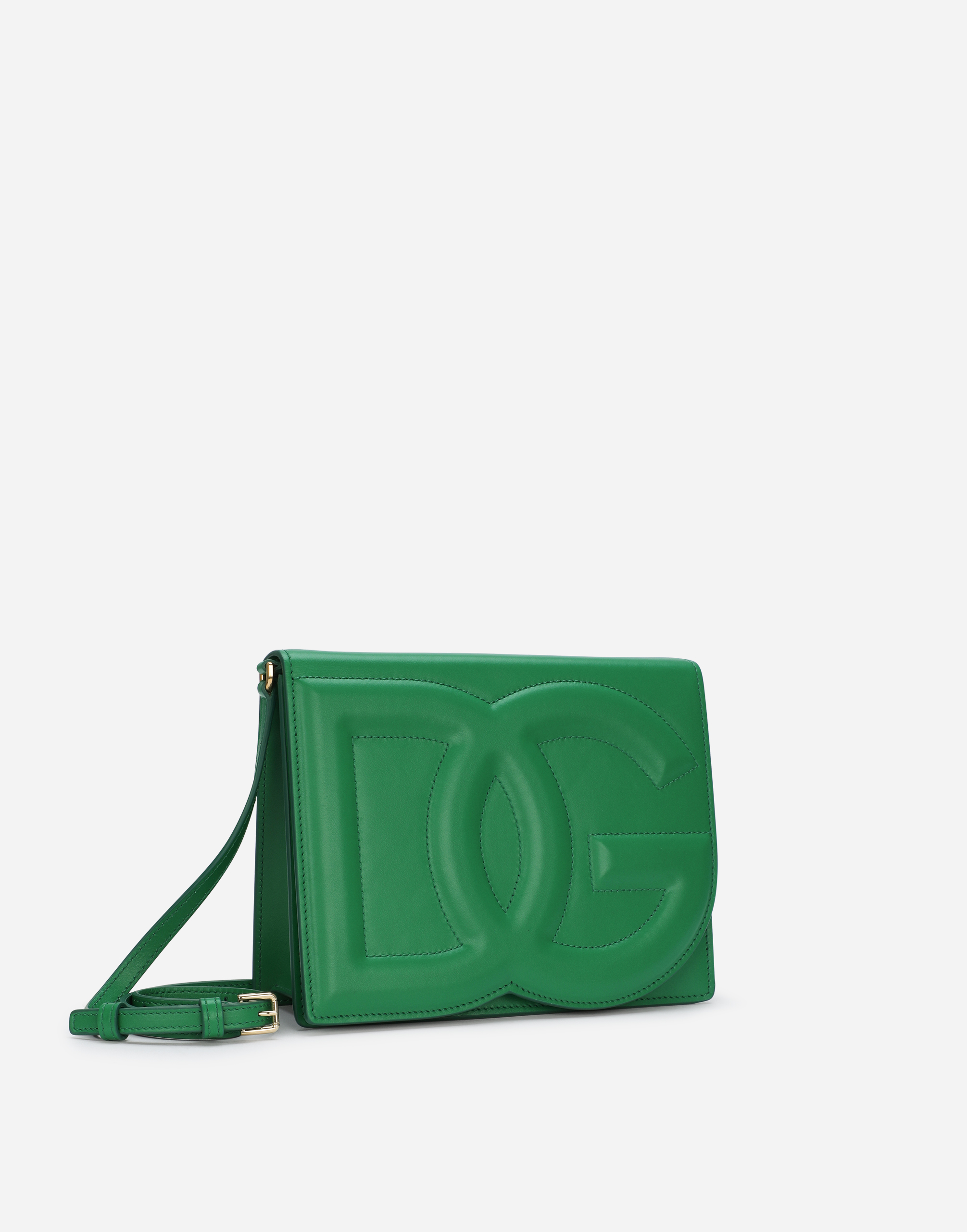 Shop Dolce & Gabbana Calfskin Dg Logo Crossbody Bag In Green