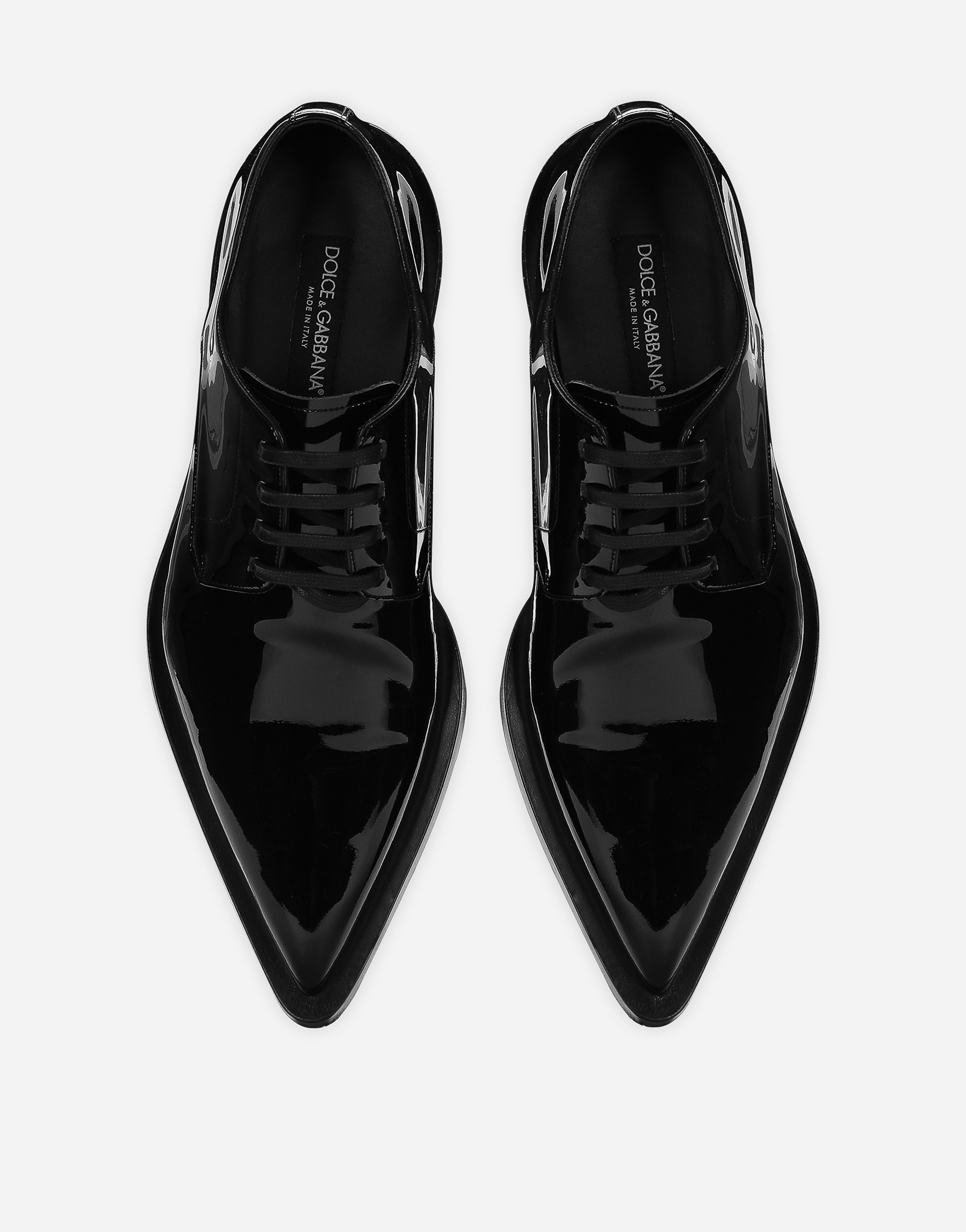 Shop Dolce & Gabbana Patent Leather Derby Shoes In Black