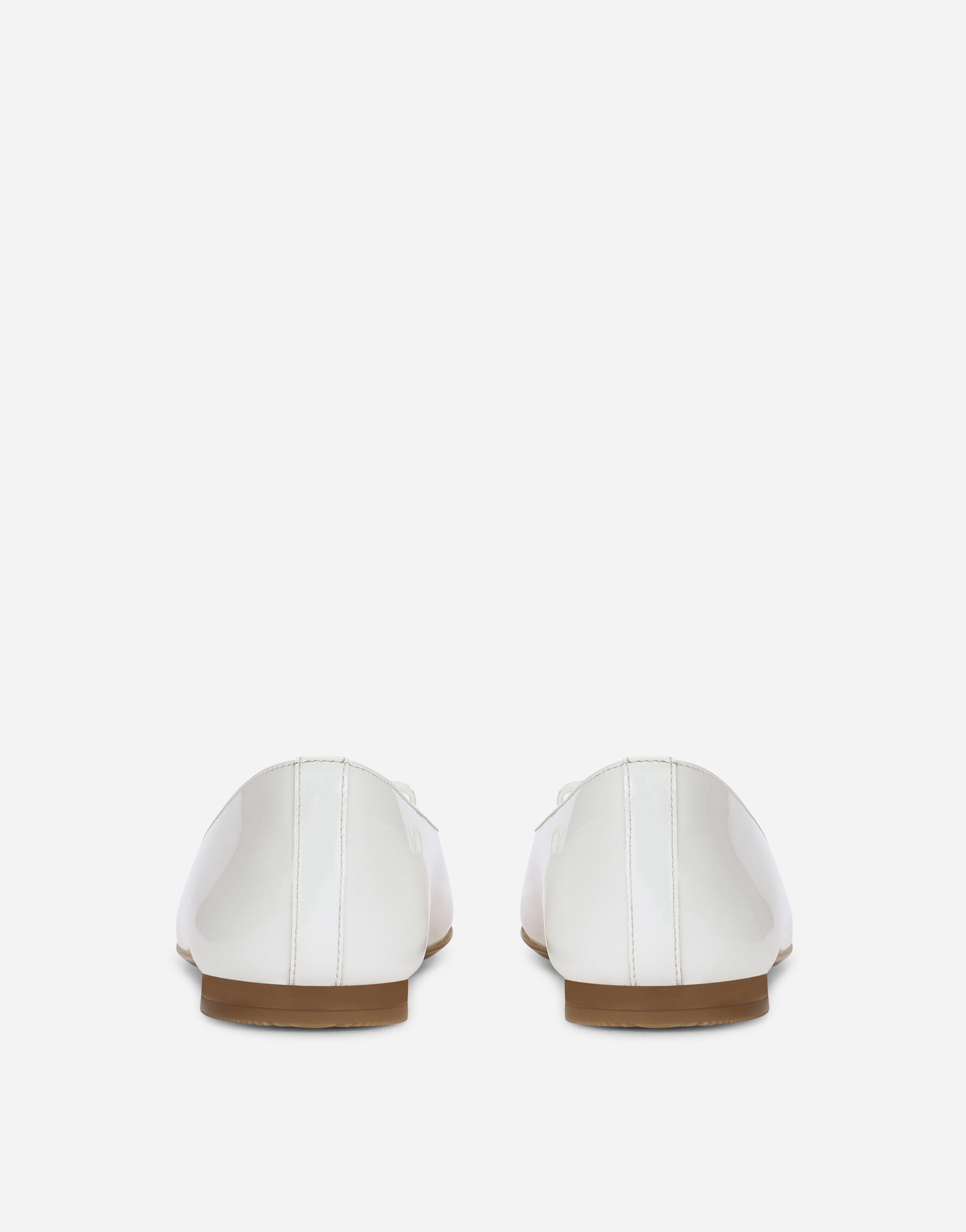 Dolce & Gabbana Patent Leather Ballet Flats With Metal Dg Logo In White