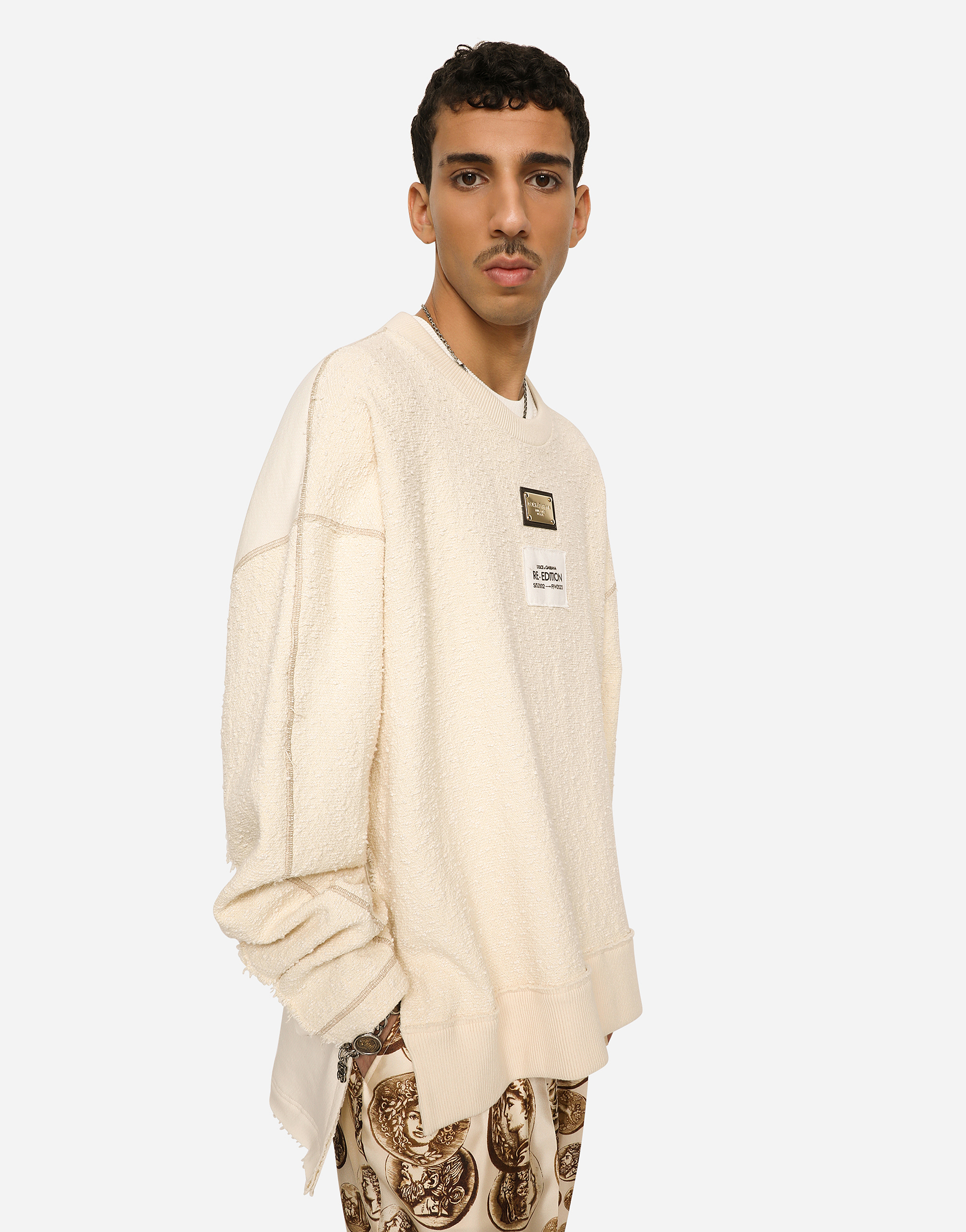 DOLCE & GABBANA RE-EDITION LABEL PATCHWORK JERSEY SWEATSHIRT