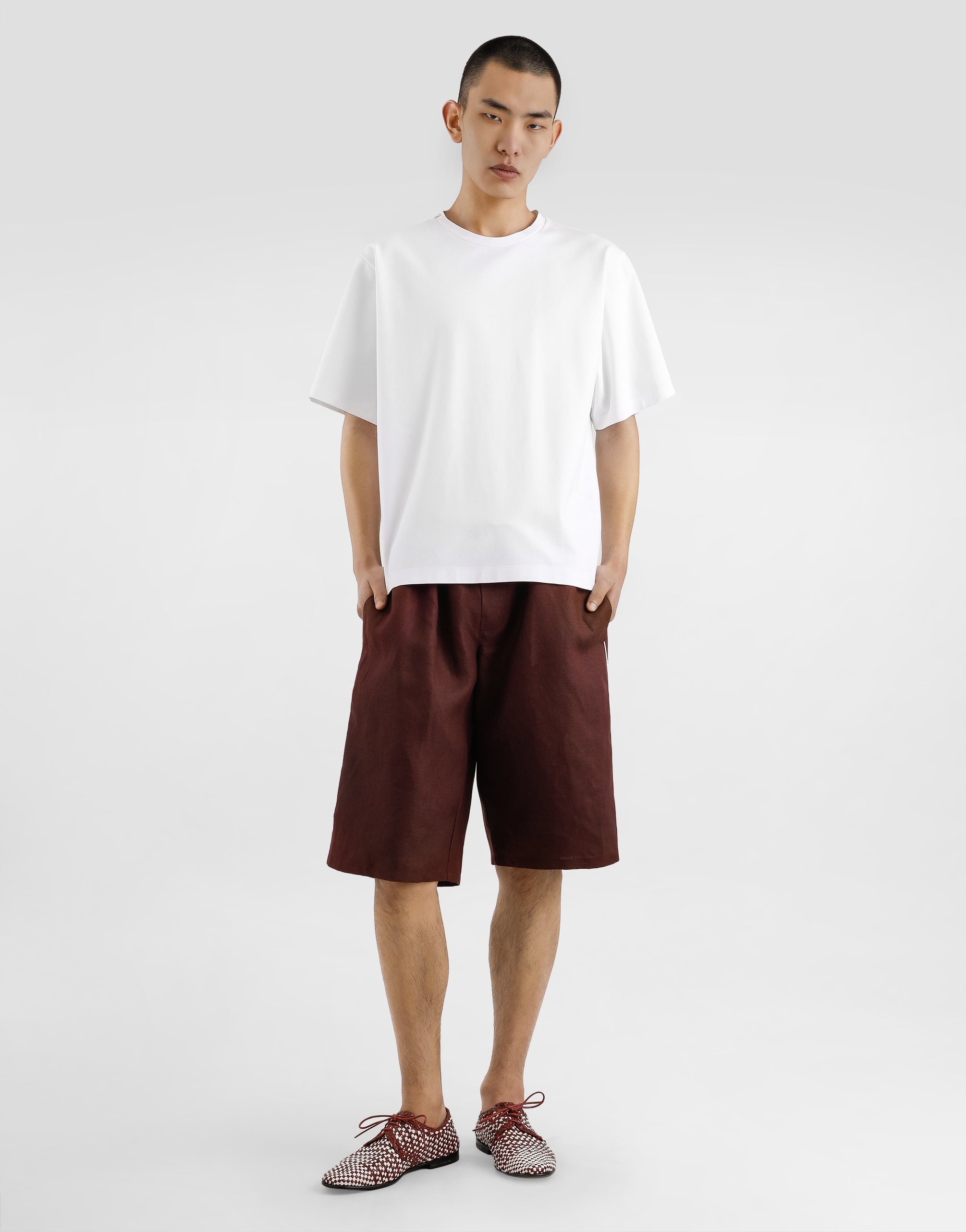 Dolce & Gabbana Linen Fabric Shorts In Multicolor