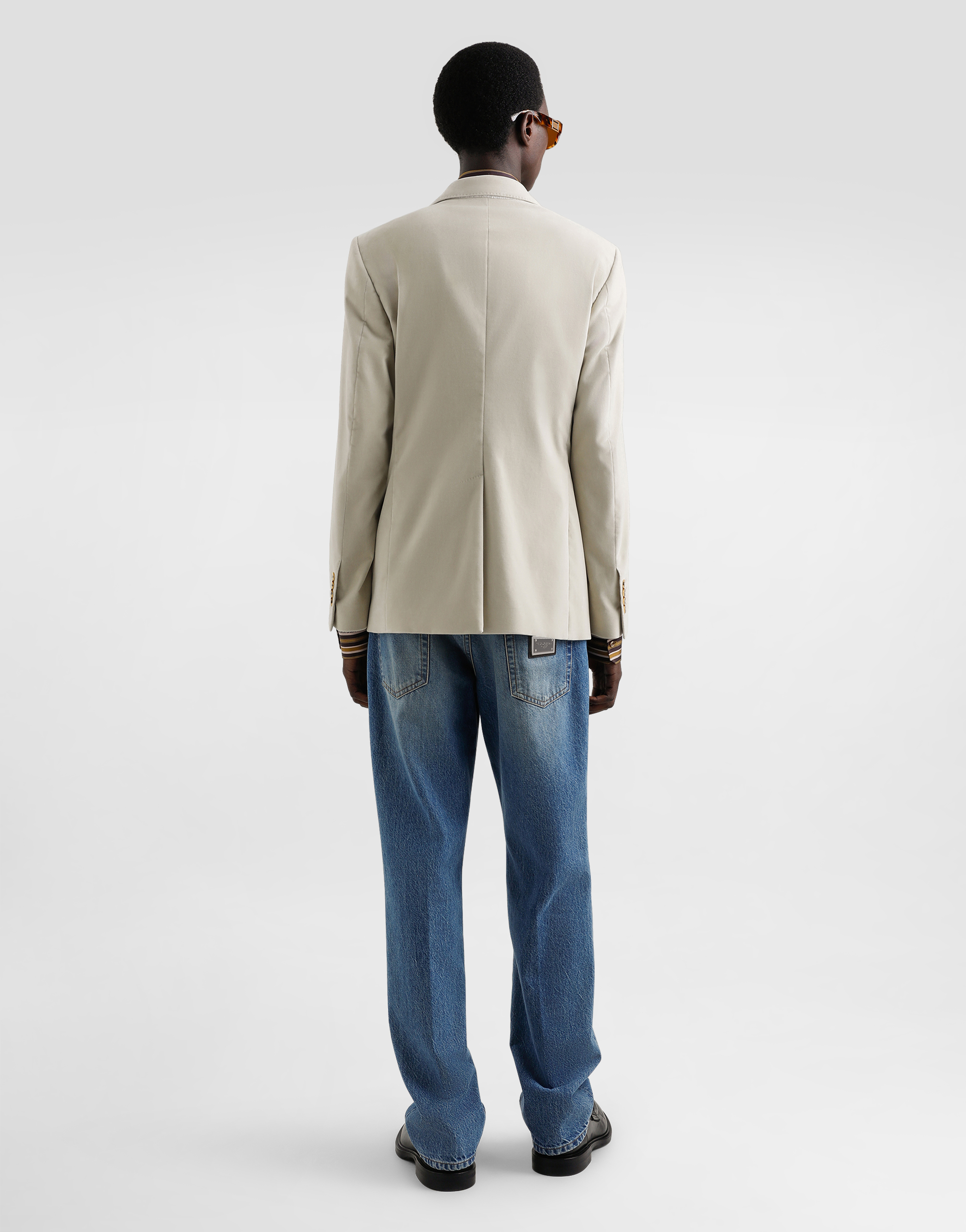 Dolce & Gabbana Double-breasted Velvet Jacket In Beige