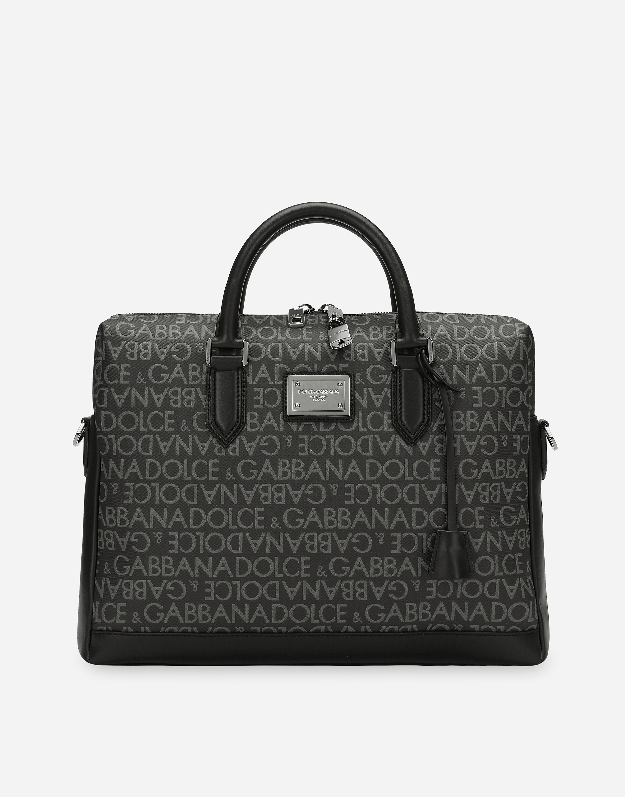 Dolce & Gabbana Coated Jacquard Briefcase - Man Crossbody Bags Multi-colored Fabric Onesize