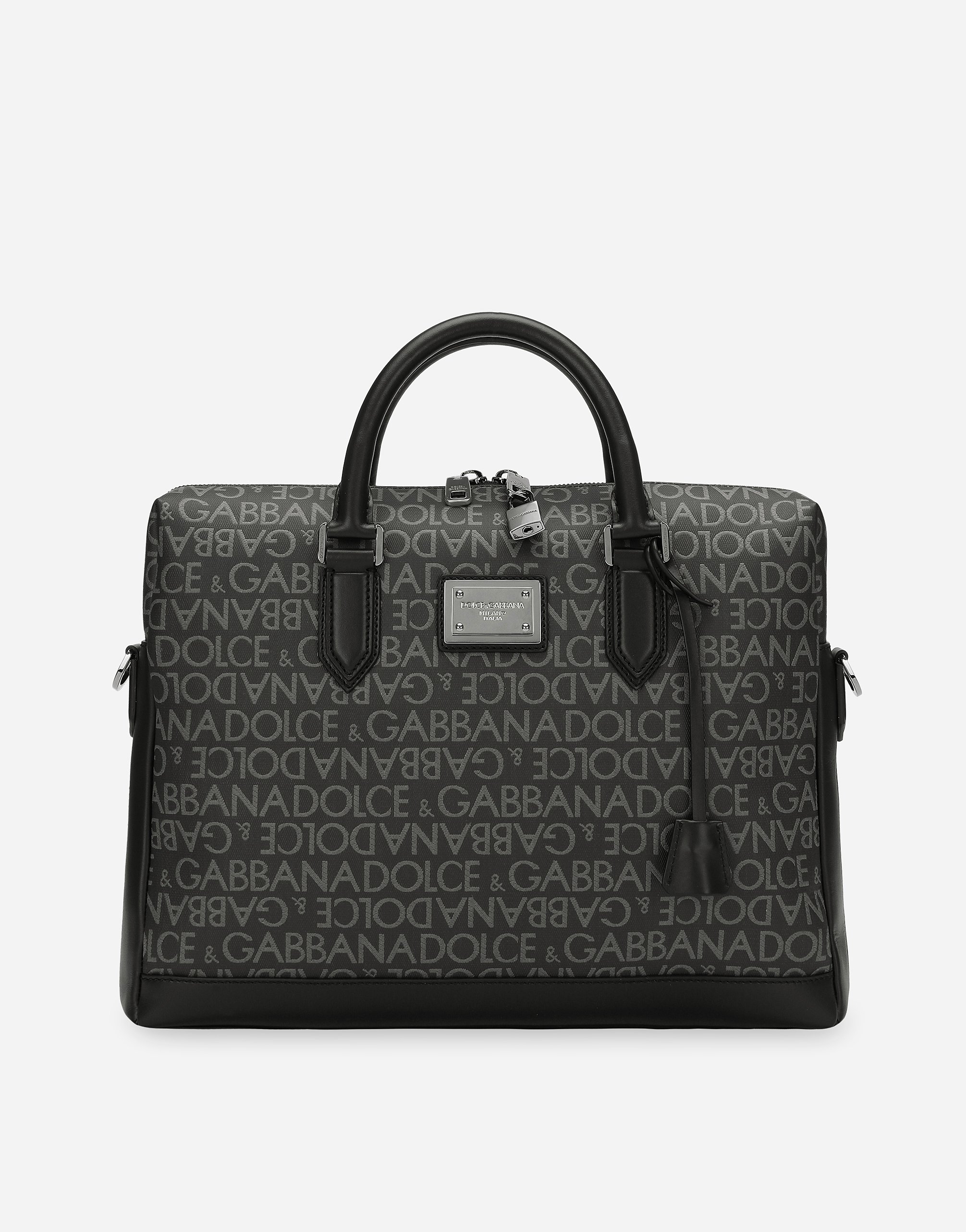 Dolce & Gabbana Coated Jacquard Briefcase - Man Crossbody Bags Multi-colored Fabric Onesize