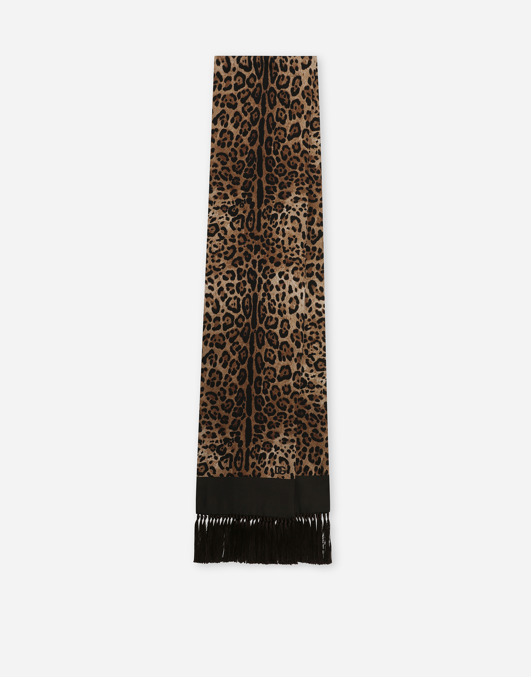 Dolce & Gabbana Leopard-print Silk Scarf With Fringing In Animal Print