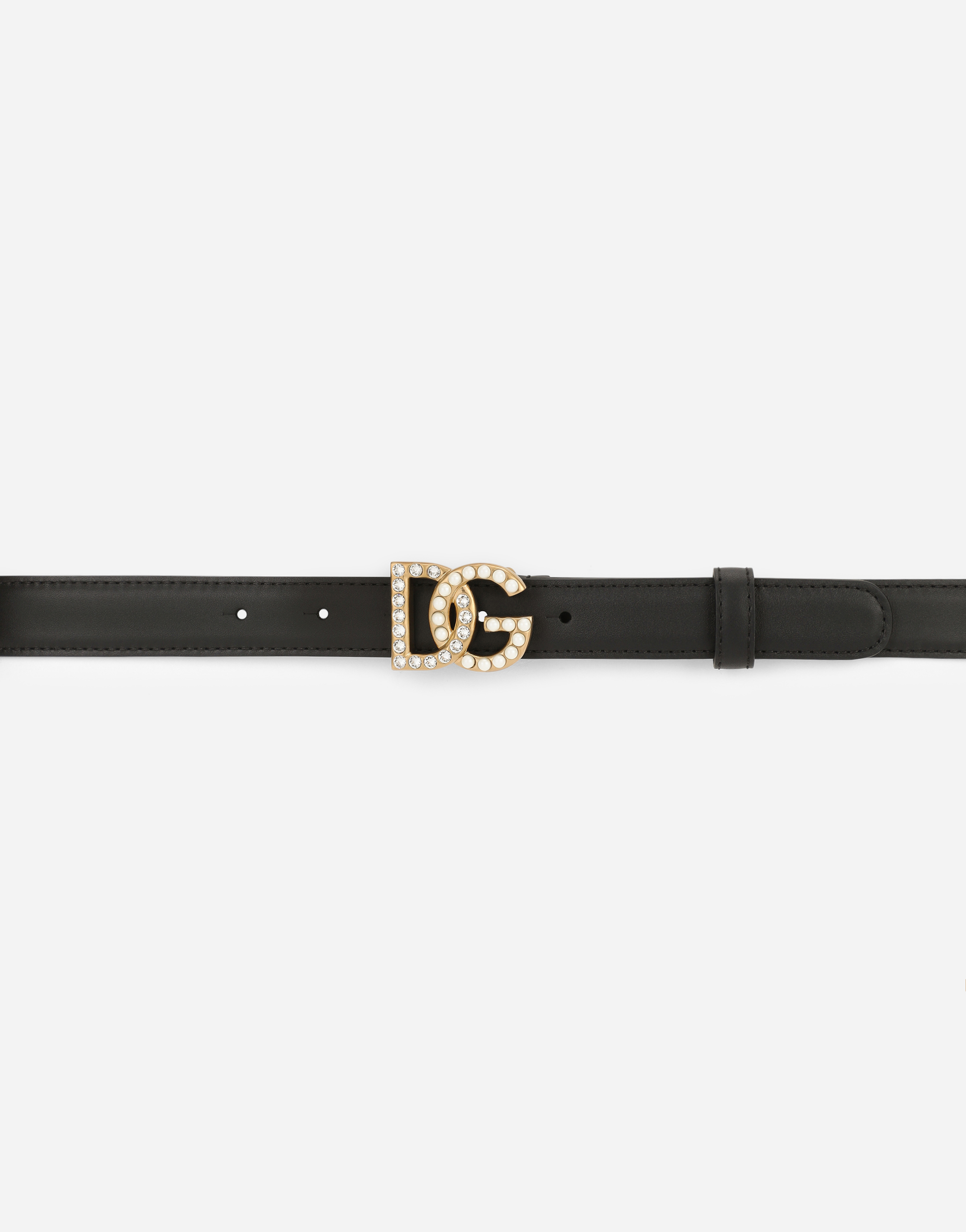  Dolce & Gabbana Calfskin Belt With Dg Logo With Rhinestones And Pearls - Mujer Cinturones Multicolor Piel 80 