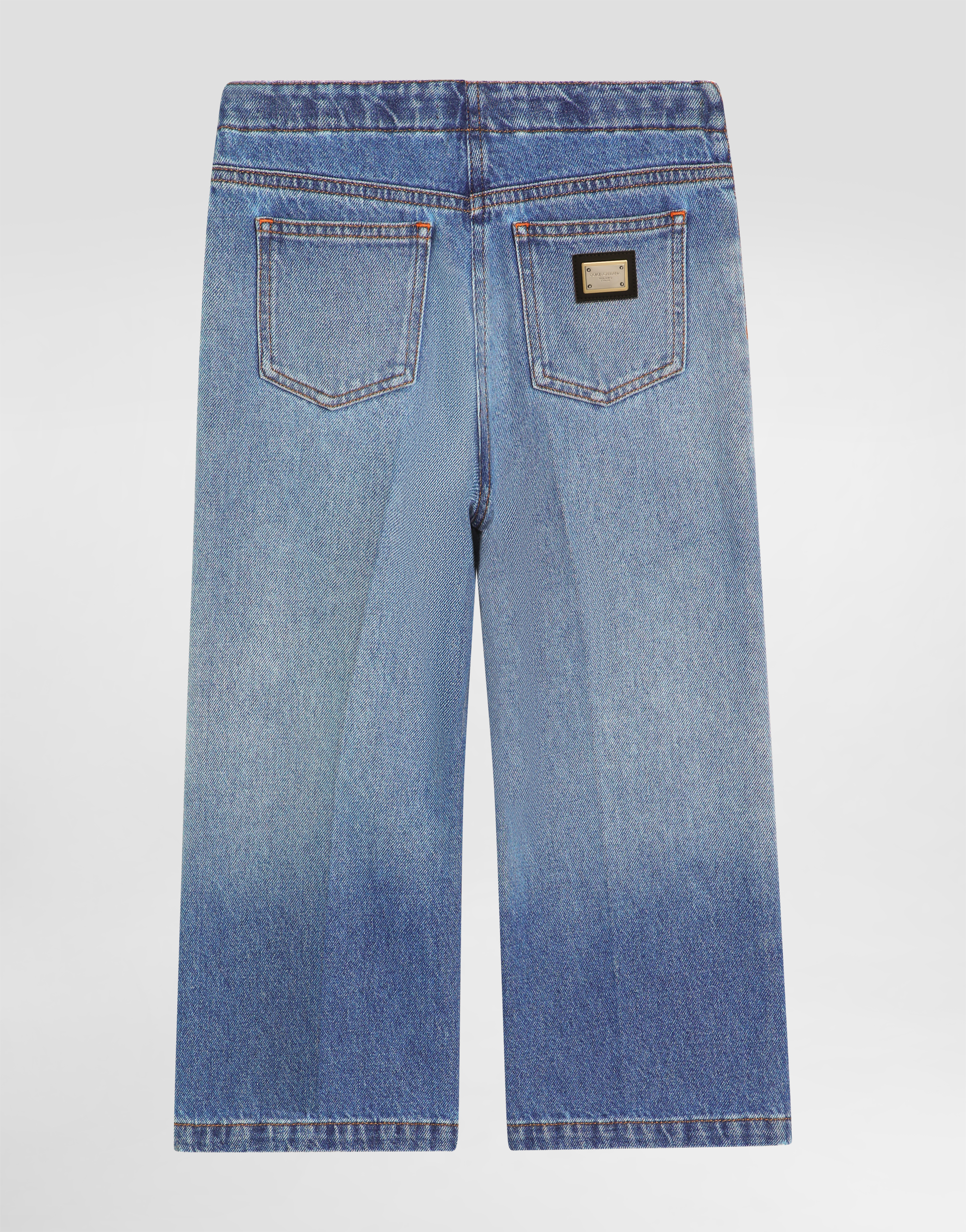 Dolce & Gabbana 5-pocket Denim Trousers With Logo Plaque