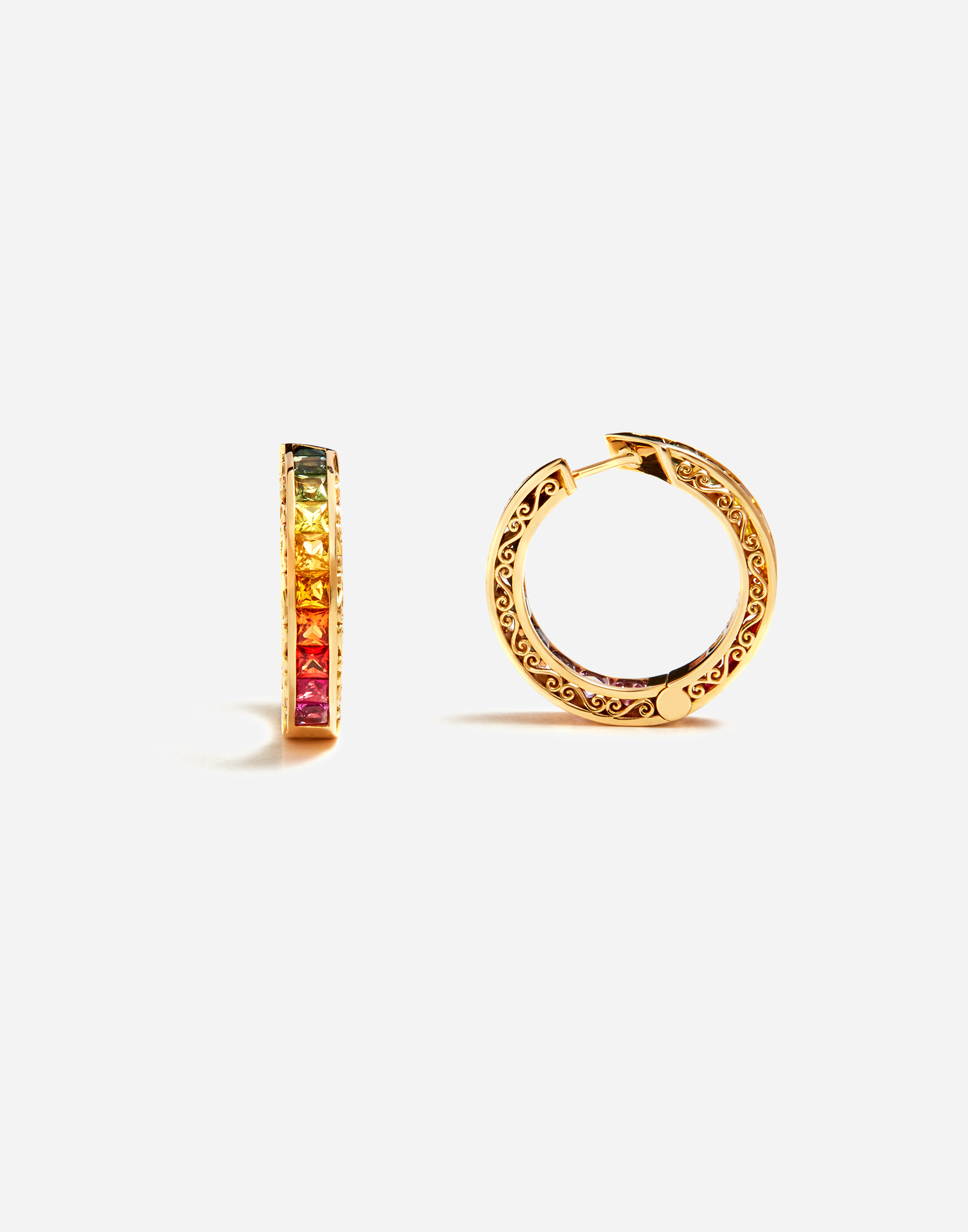 Dolce & Gabbana Multi-colored Sapphire Hoop Earrings In Gold