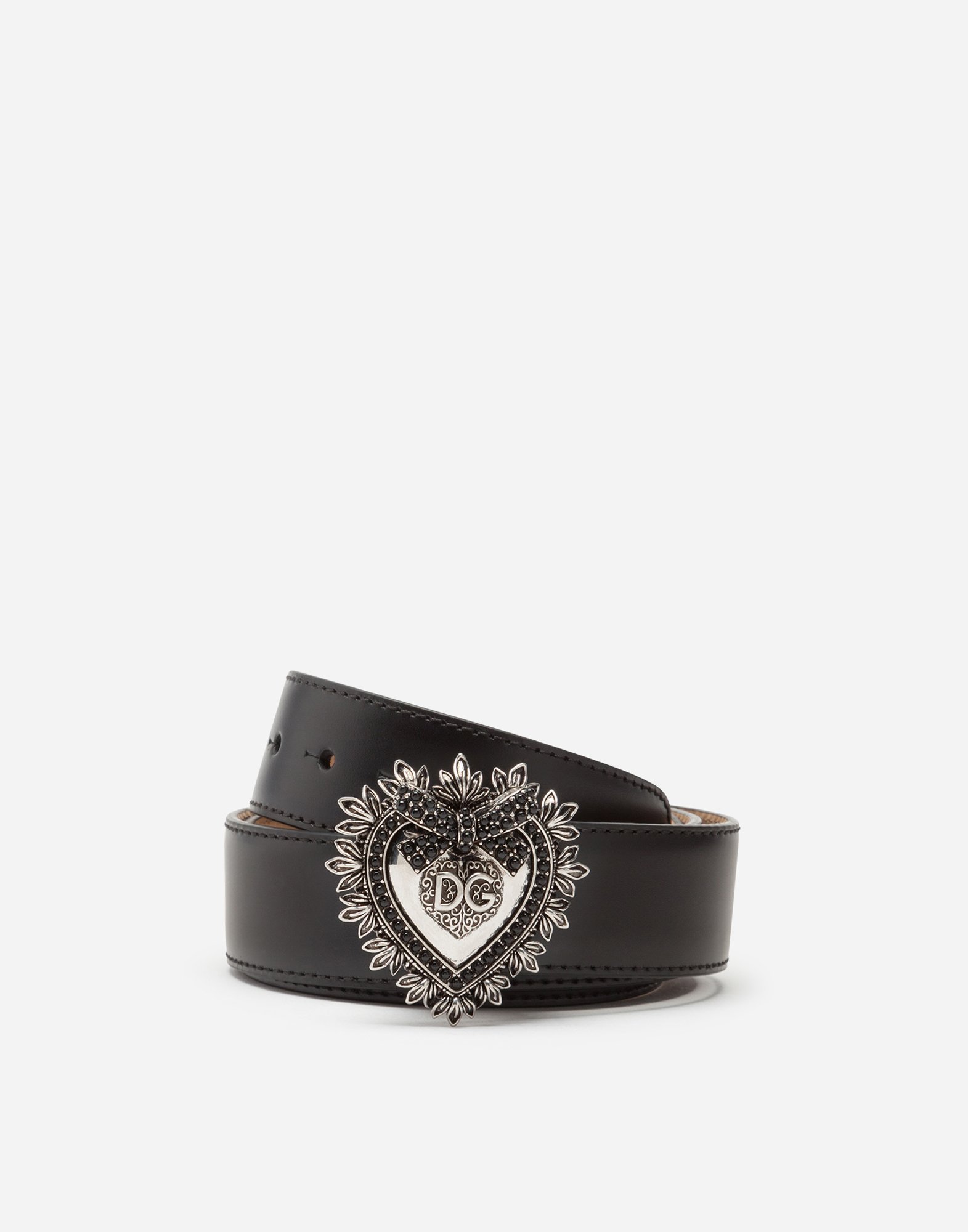 【Dolce & Gabbana】ラグジュアリー レザー デボーション ベルト Dolce & Gabbana Devotion Leather Belt | Black | FARFETCH CA