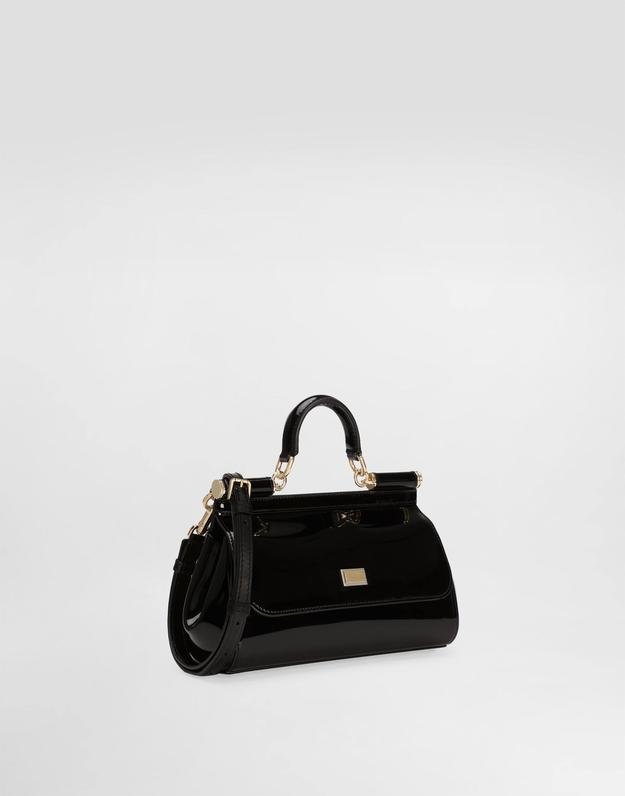 Dolce & Gabbana Small Sicily Bag In Polished Calfskin In Black