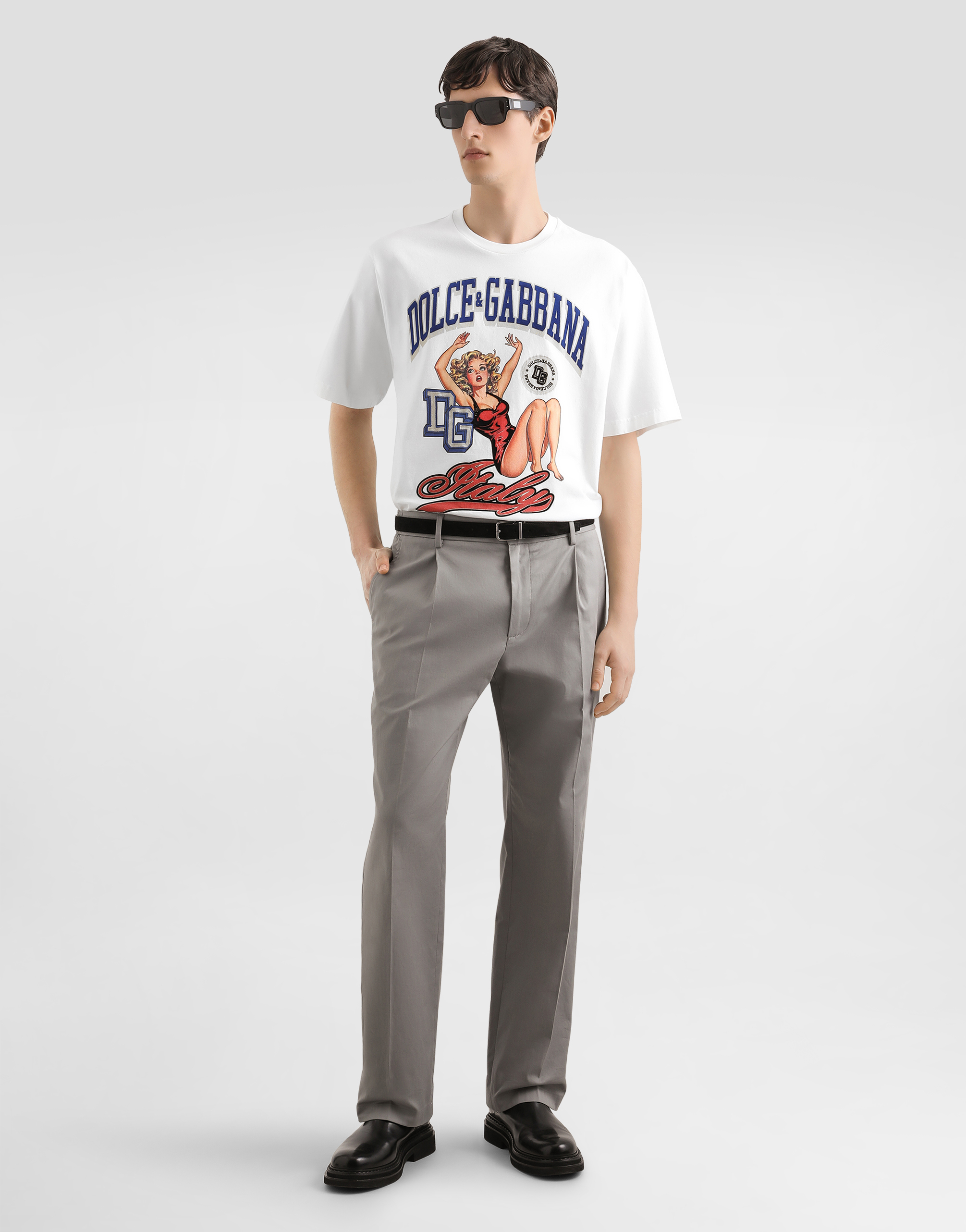  Dolce & Gabbana T-shirt Aus Baumwolle Mit Print Und Stickerei - Mann T-shirts Und Polos Cremewei� 52 