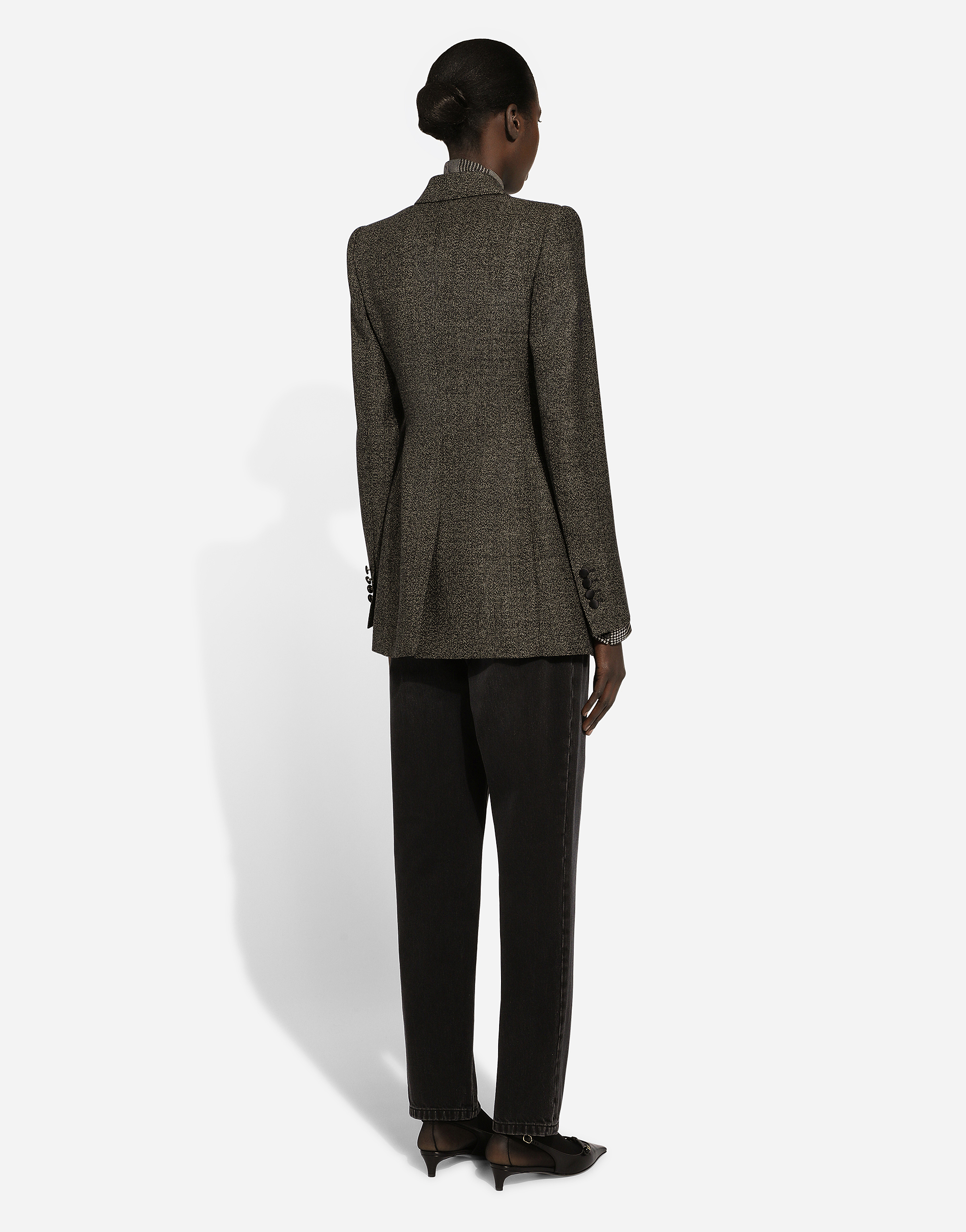 Dolce & Gabbana Silk Chiffon Shirt With Glen Plaid Print In Multicolor