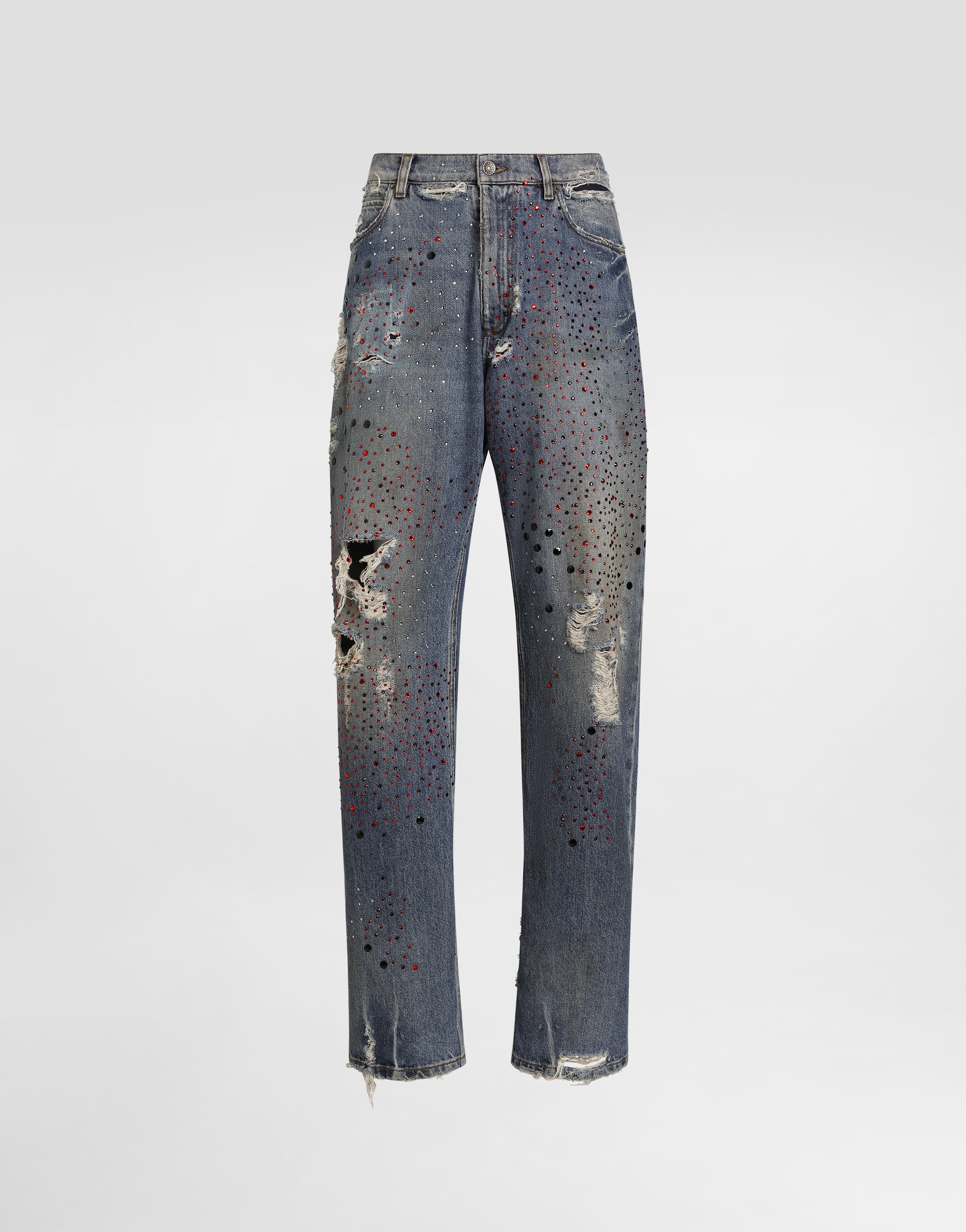 Denim trousers with rhinestones in Multicolor for Men