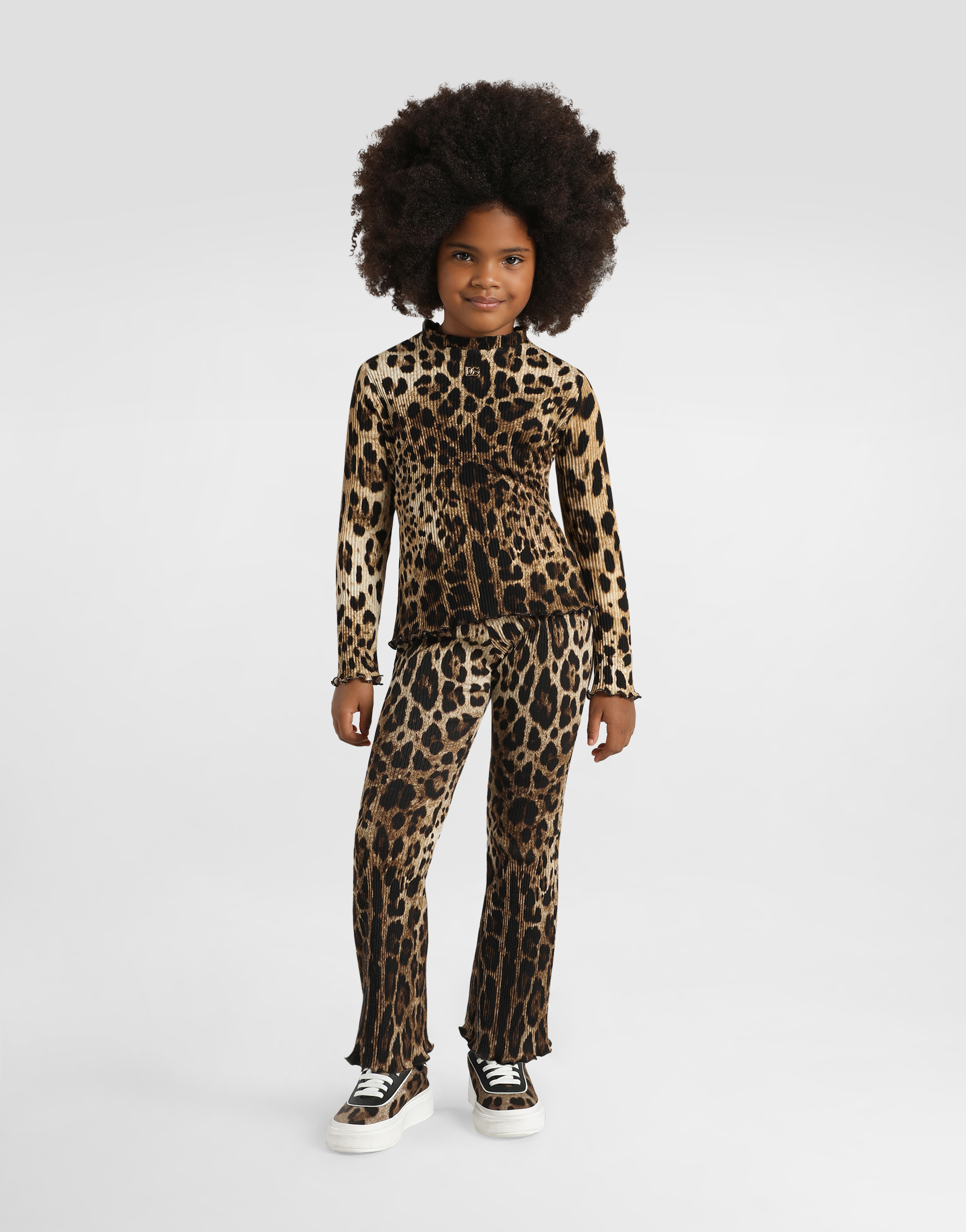  Dolce & Gabbana Leopard-print Ribbed Turtleneck - Frau Strickwaren Animalprint 2 Years 