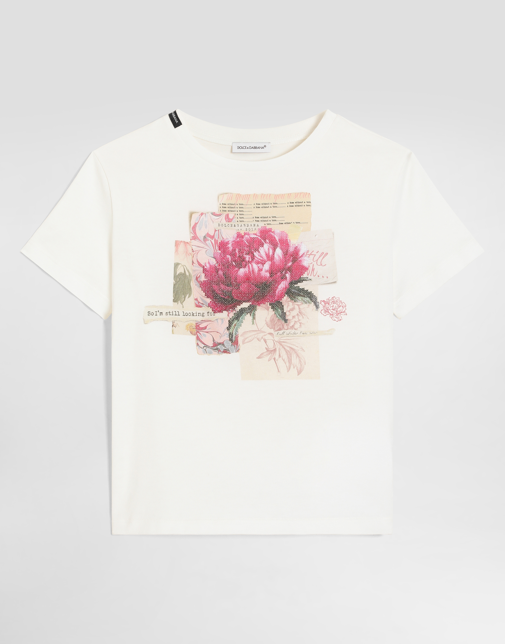 トップス Dolce & Gabbana rose photo t-shirt Jersey t-shirt in White for Girls | Dolce&Gabbana®
