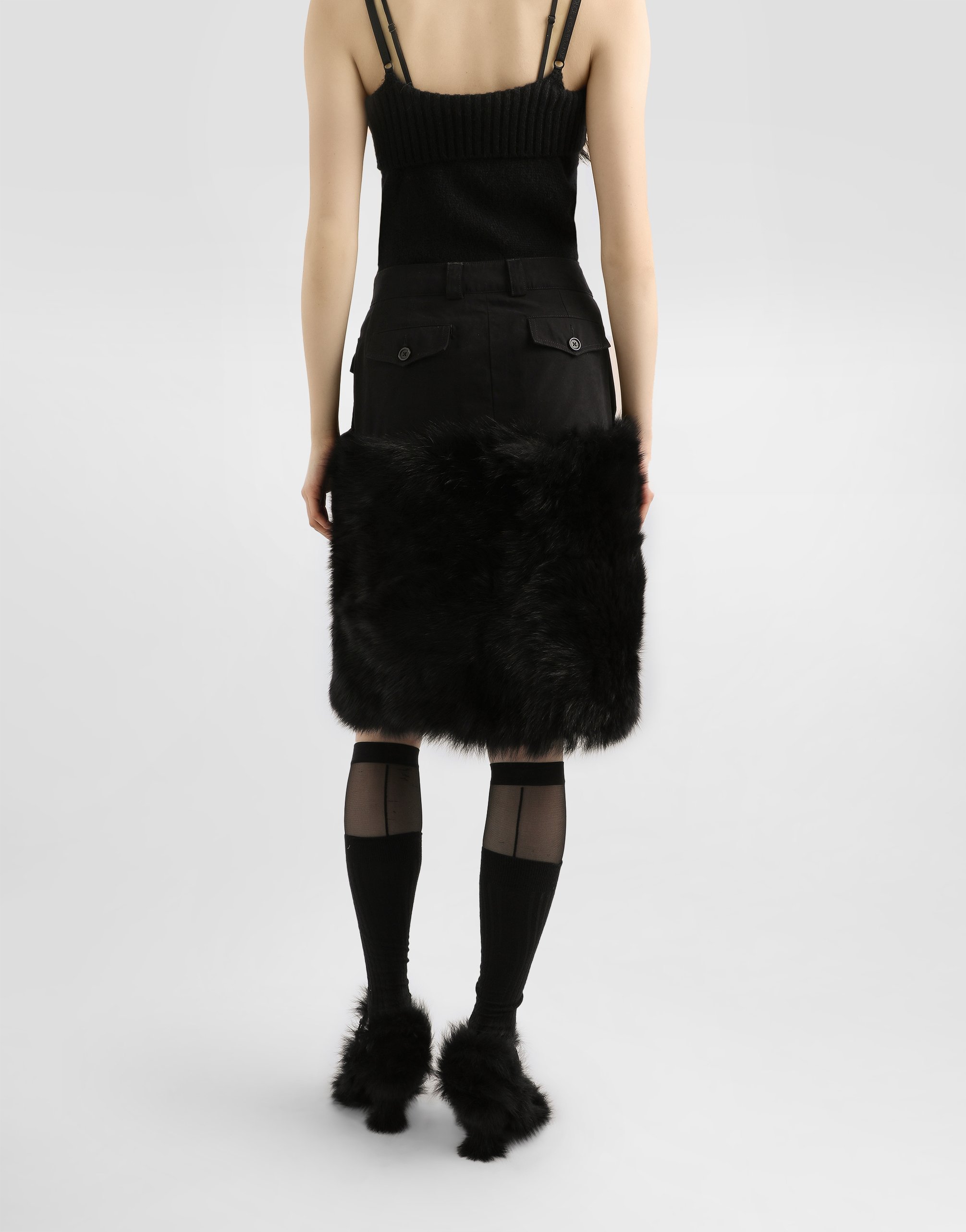 Midi skirt with fur