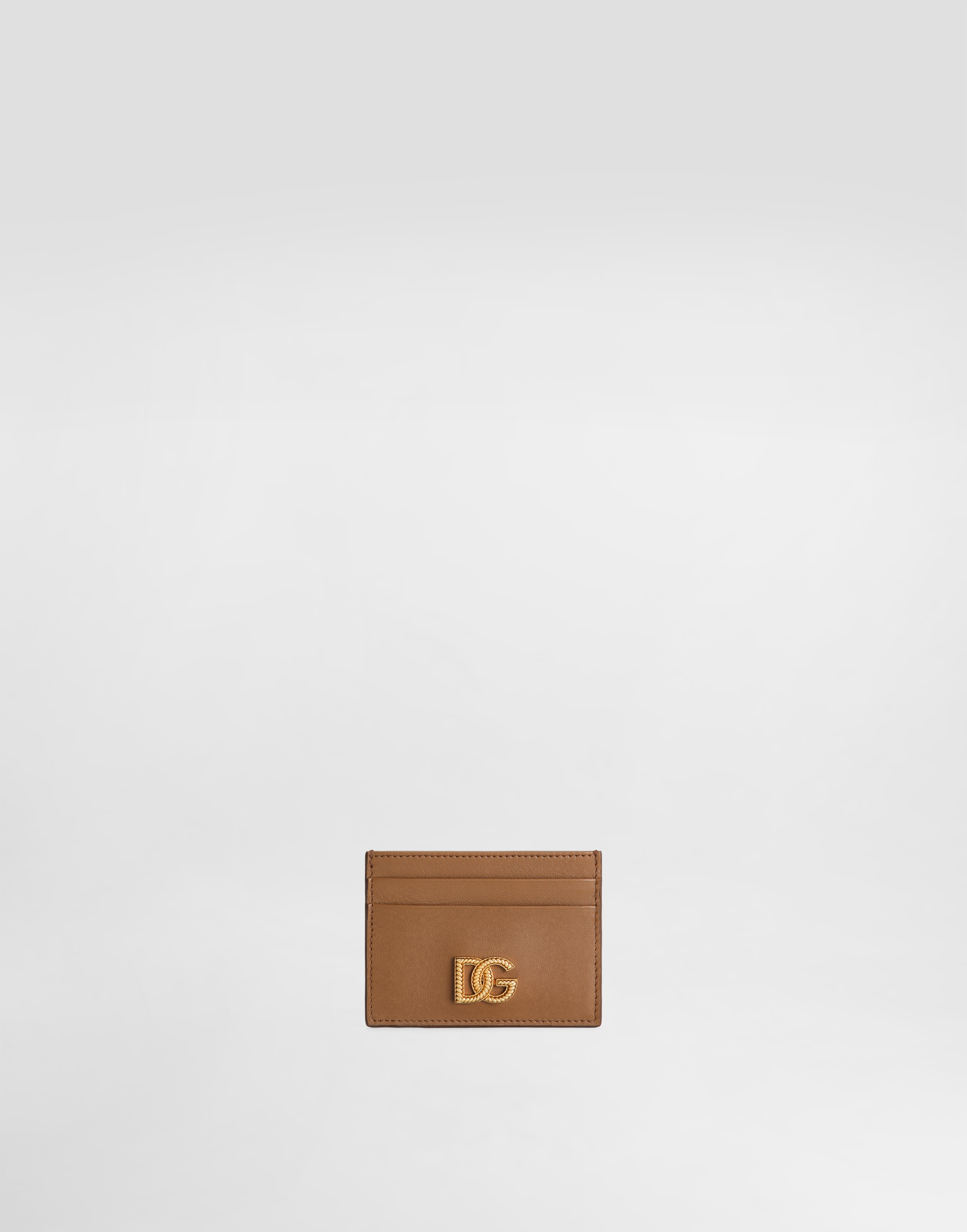 Woven DG logo card holder in Brown for Women | Dolce&Gabbana® US