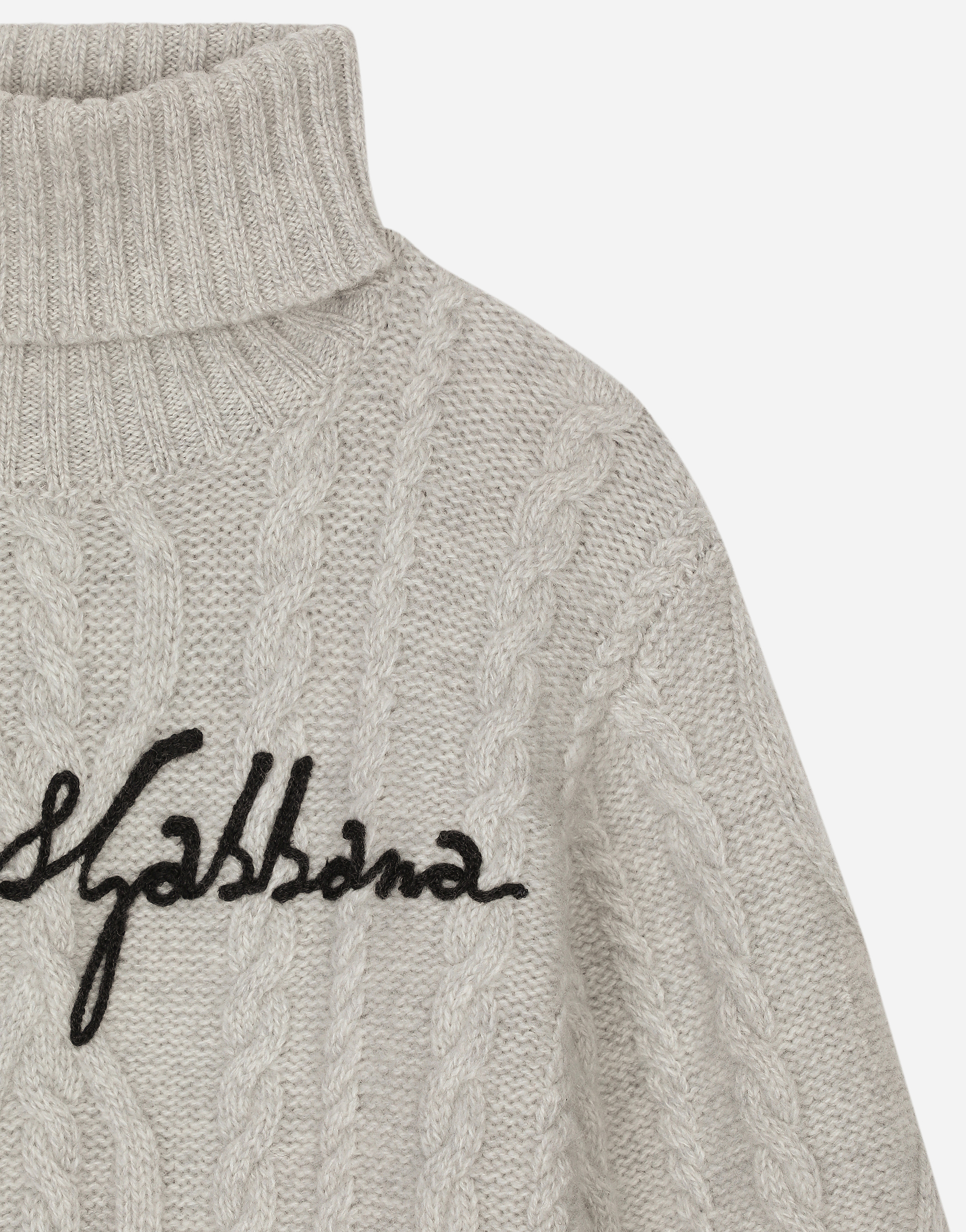 Wool cable-knit pullover with Dolce&Gabbana logo