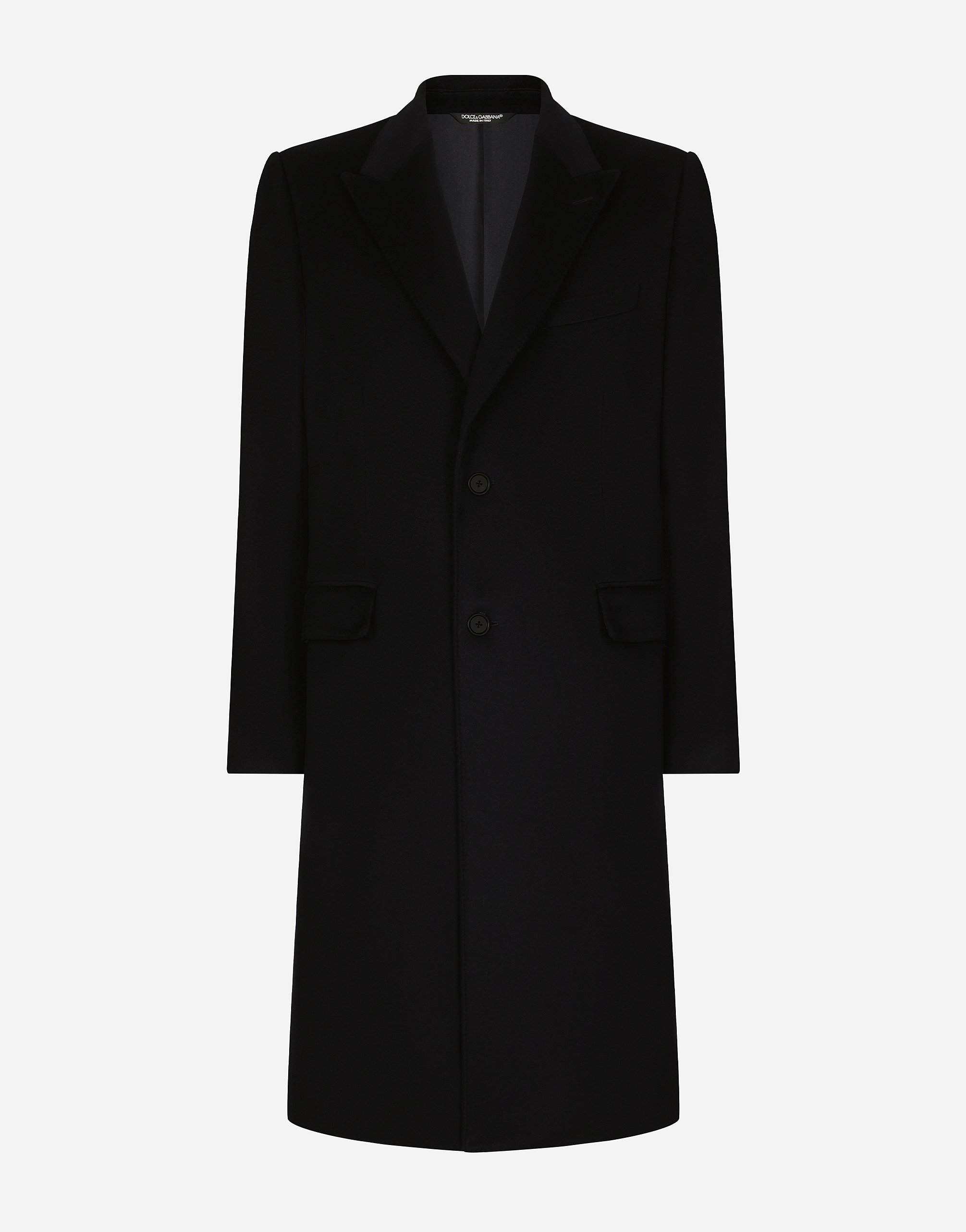 Dolce & Gabbana Single-breasted Cashmere Coat - Man Coats And Jackets Blue