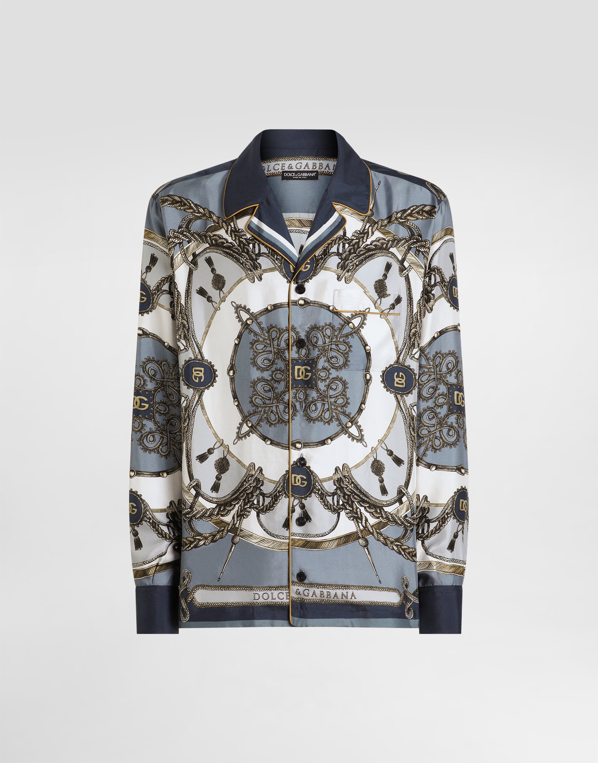 【新品タグ付き】Dolce & Gabbana シルク混ストレッチブラウス Cargo-print silk twill shirt in Multicolor for Men | Dolce&Gabbana® US