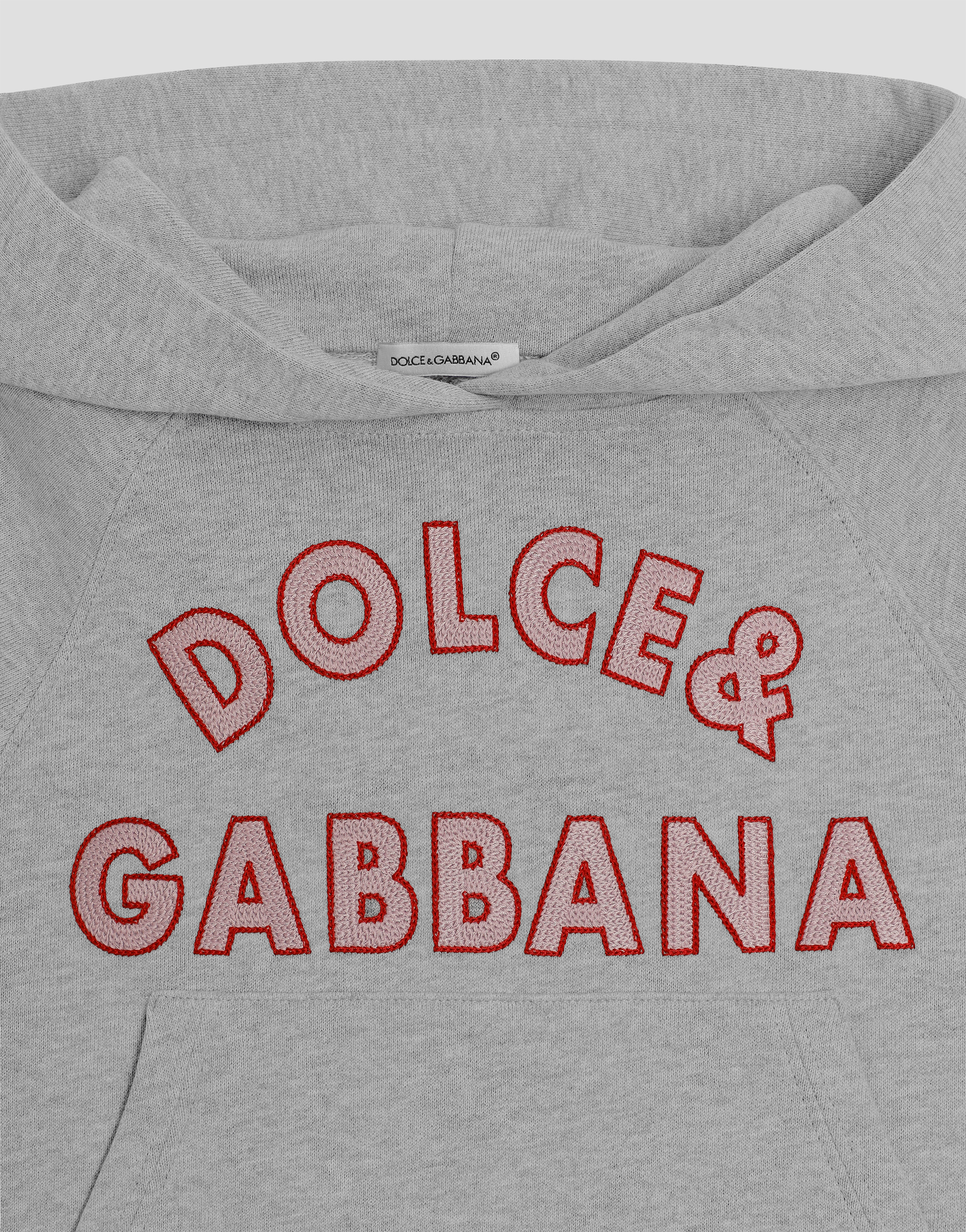  Dolce & Gabbana Dolce & Gabbana Oversized Fleece Hoodie With Embroidery - Woman T-shirts And Sweatshirts Gray 6 Years 