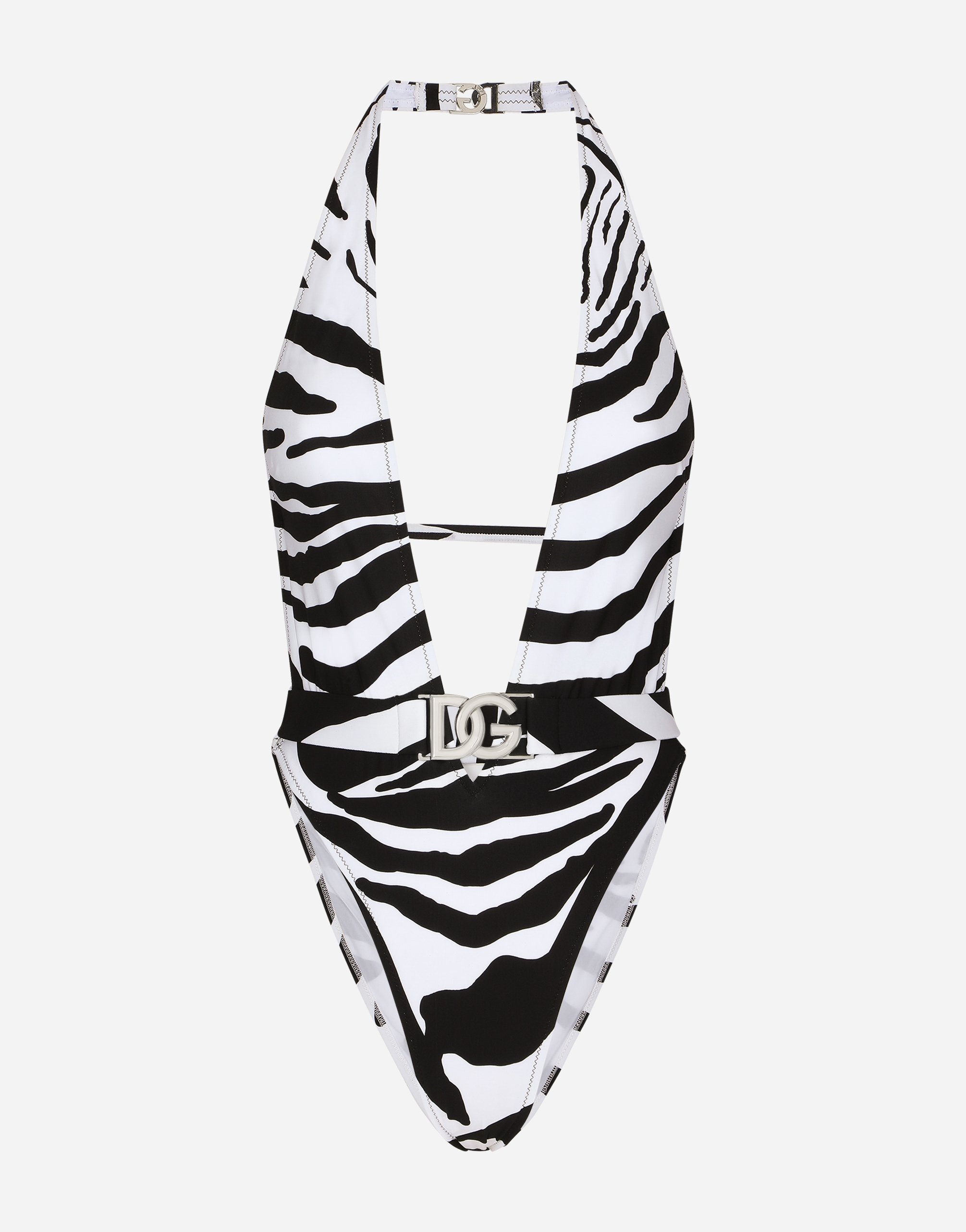 Dolce & Gabbana Zebra Print One Piece Swimwear In Multicolor