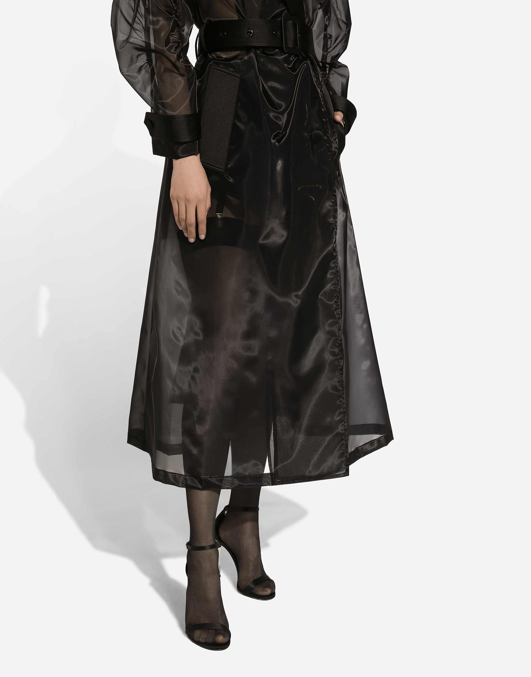 Dolce & Gabbana Double-breasted Long Coat In Black