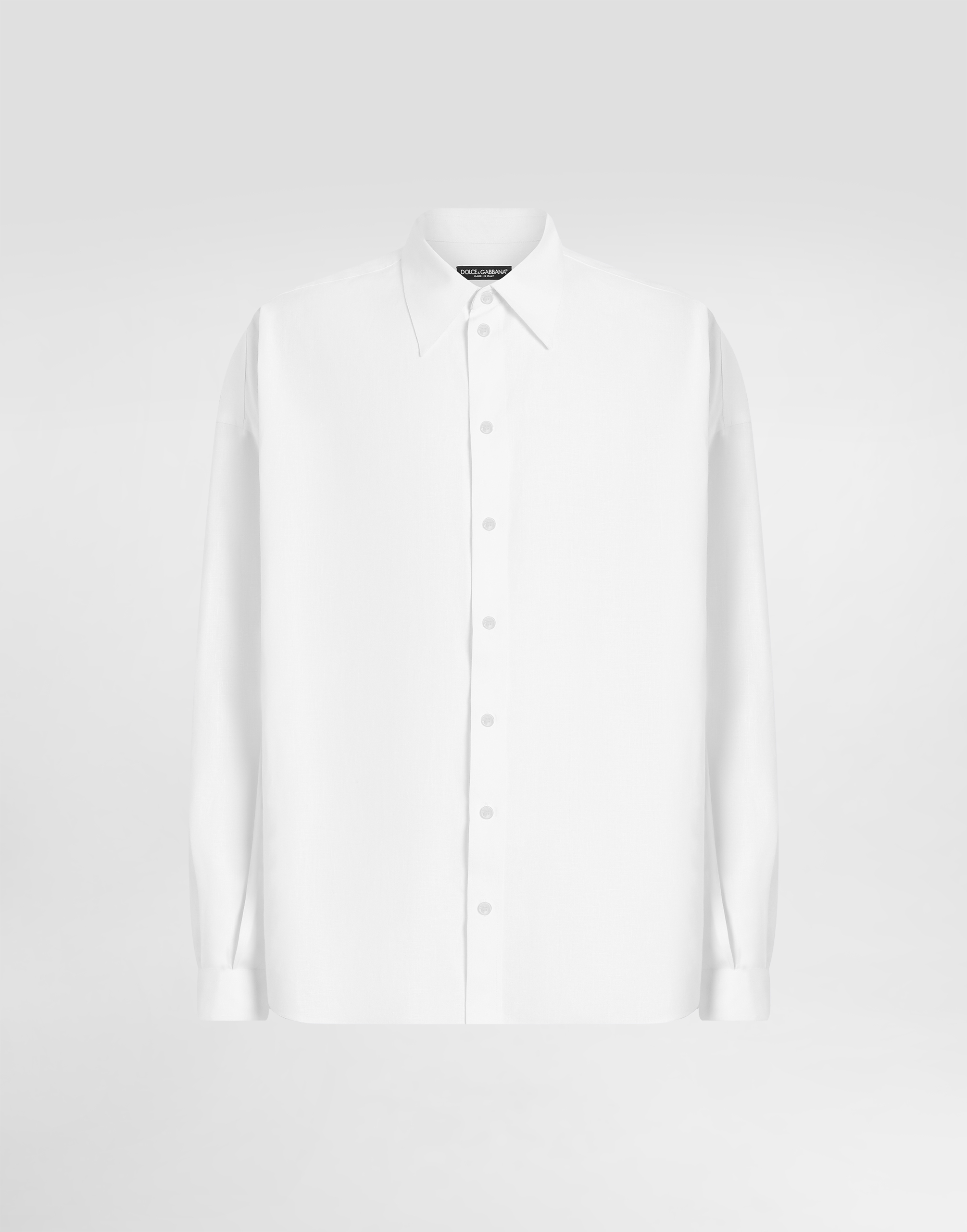 Dolce & Gabbana White Cotton Formal Dress Top Sicilia Shirt In Purple