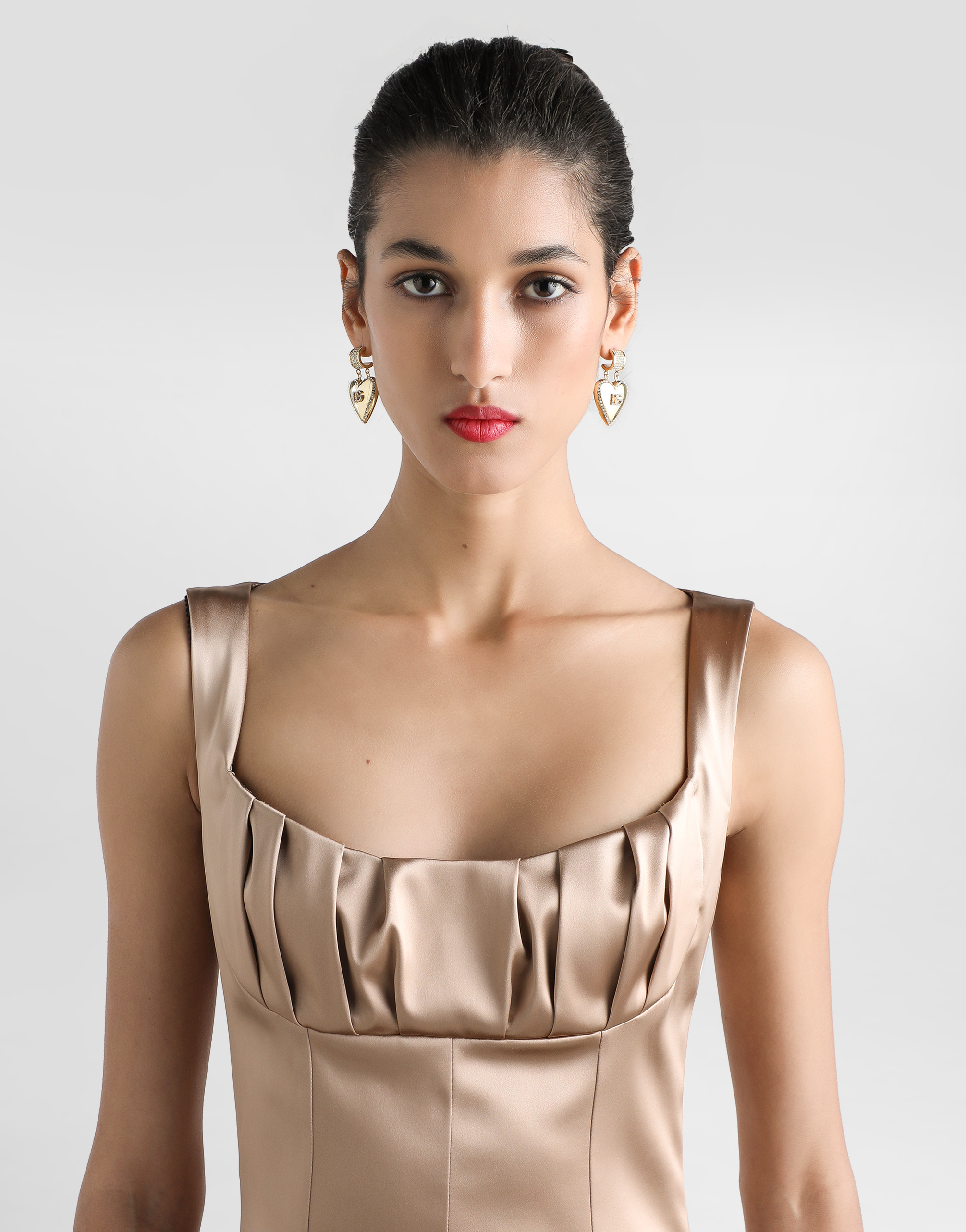Stretch satin midi dress