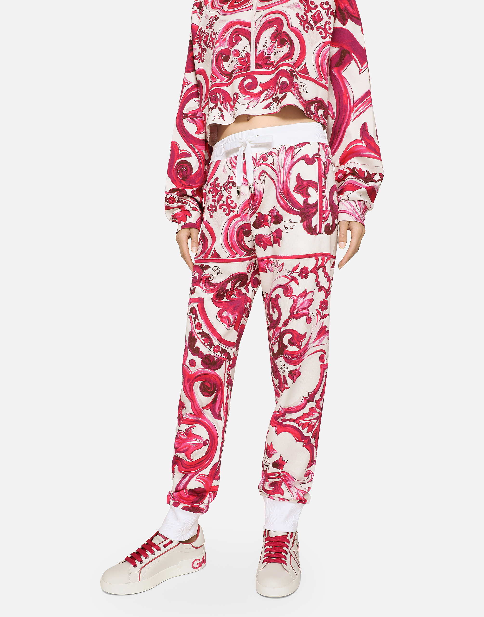 DOLCE & GABBANA MAJOLICA-PRINT JERSEY JOGGING PANTS